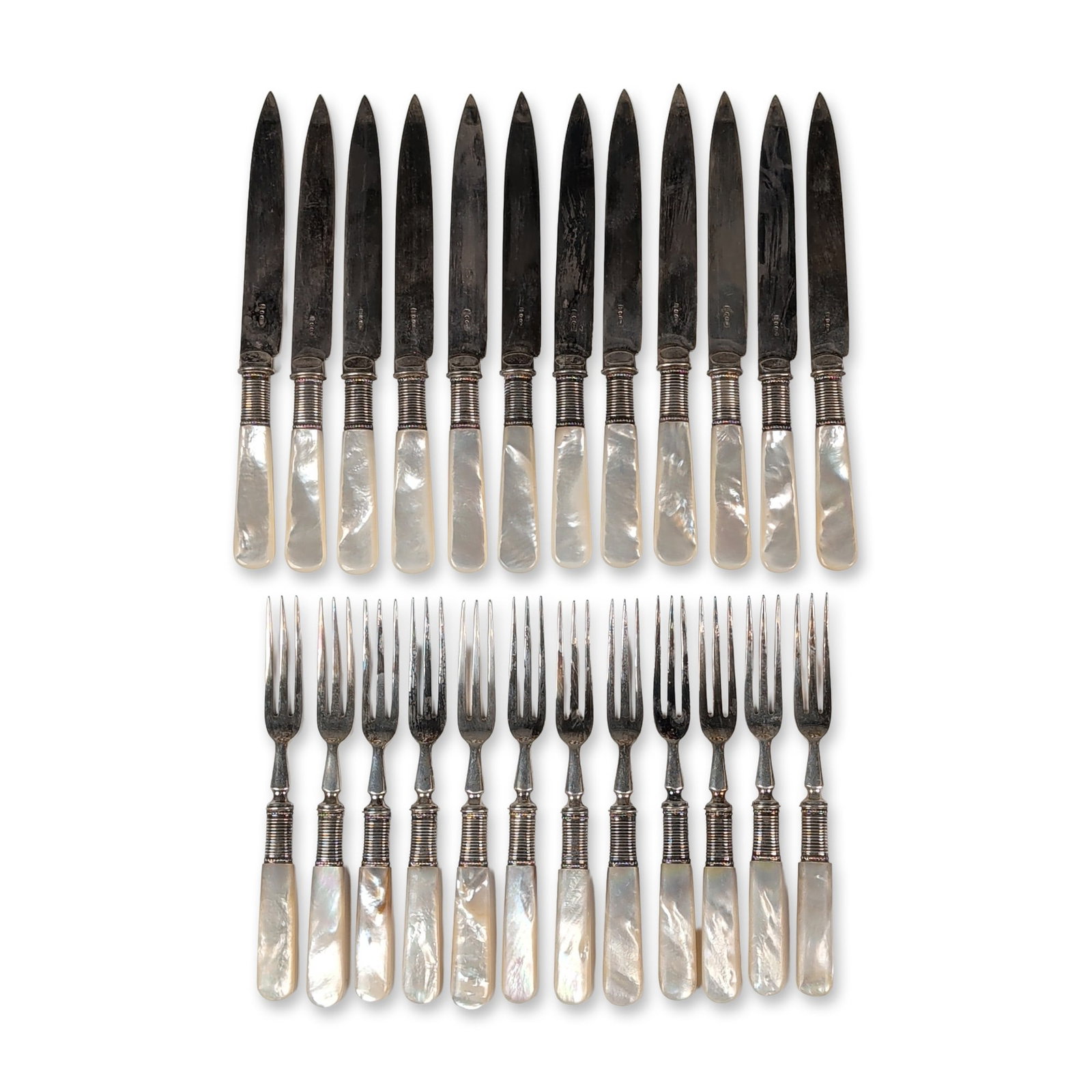 24pc C.W. Fletcher & Sons Silver Plated and Mother of Pearl Dessert Set (1 of 5)