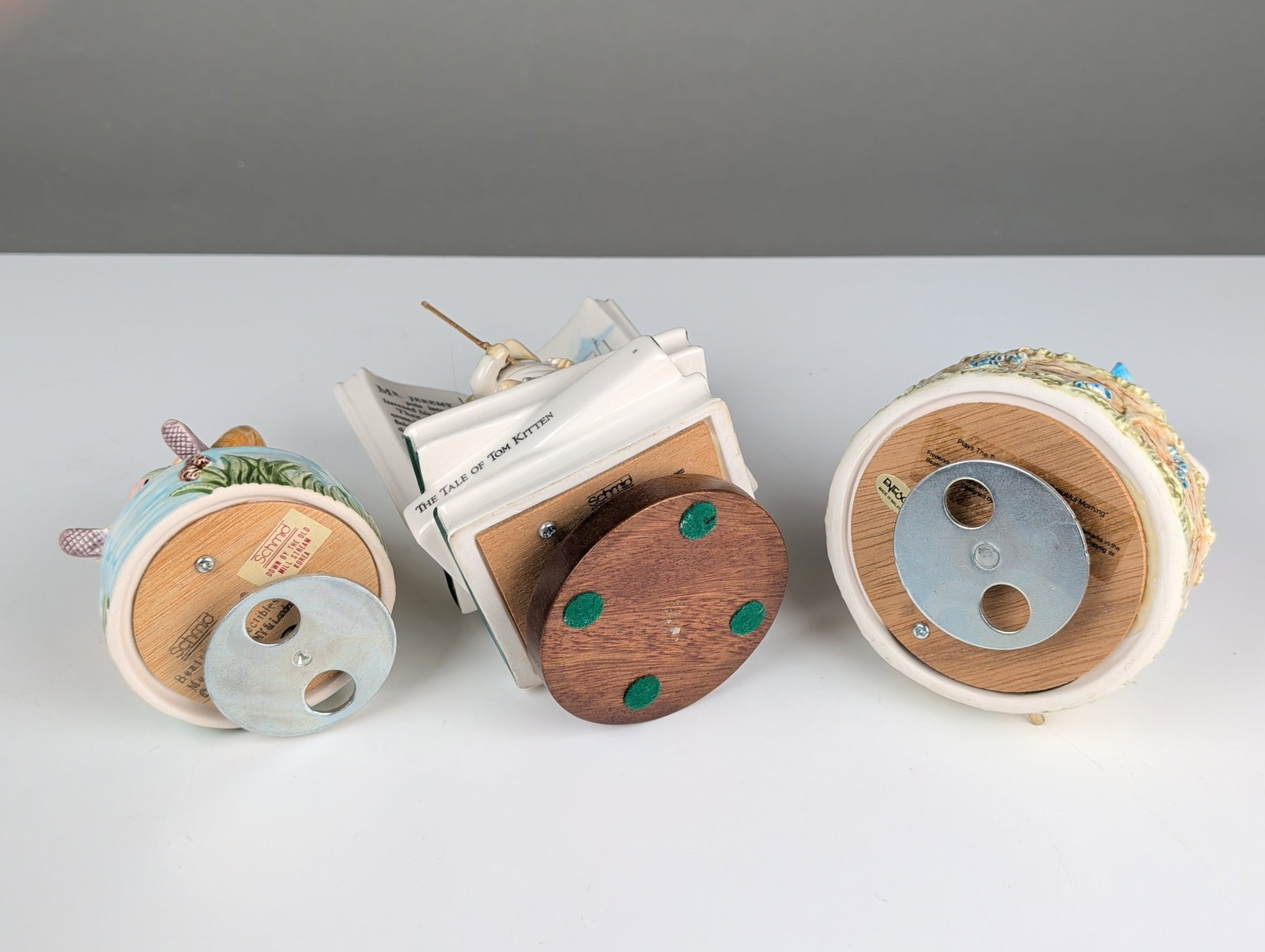 3pc Schmid and Enesco Beatrix Potter Ceramic Music Boxes - 3