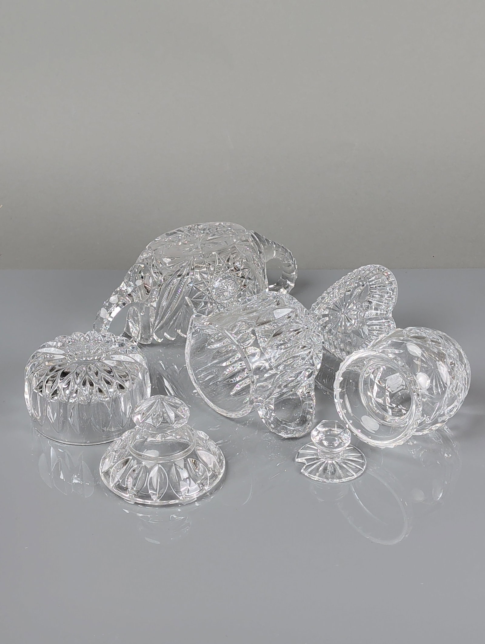 5pc Cut Glass Tableware Group - 3