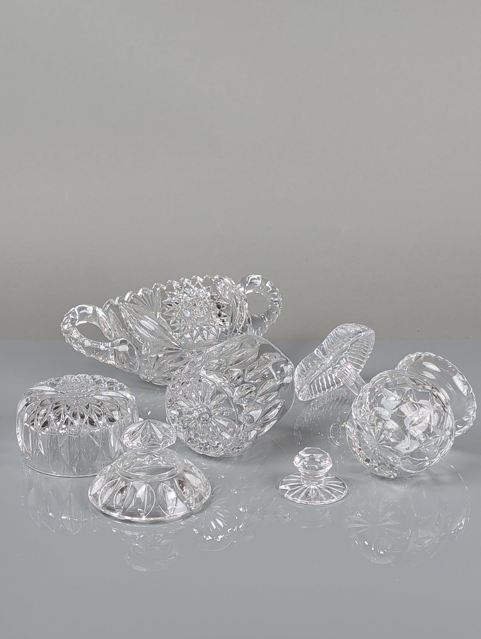 5pc Cut Glass Tableware Group - 4