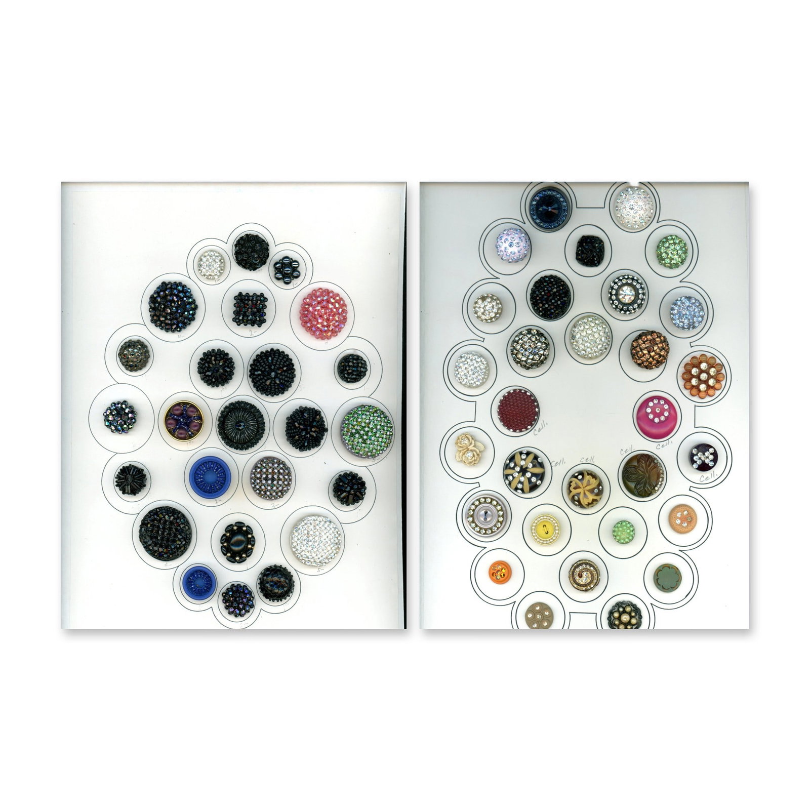 2 CARDS OF "GLITZY" PLASTIC BUTTONS (1 of 3)