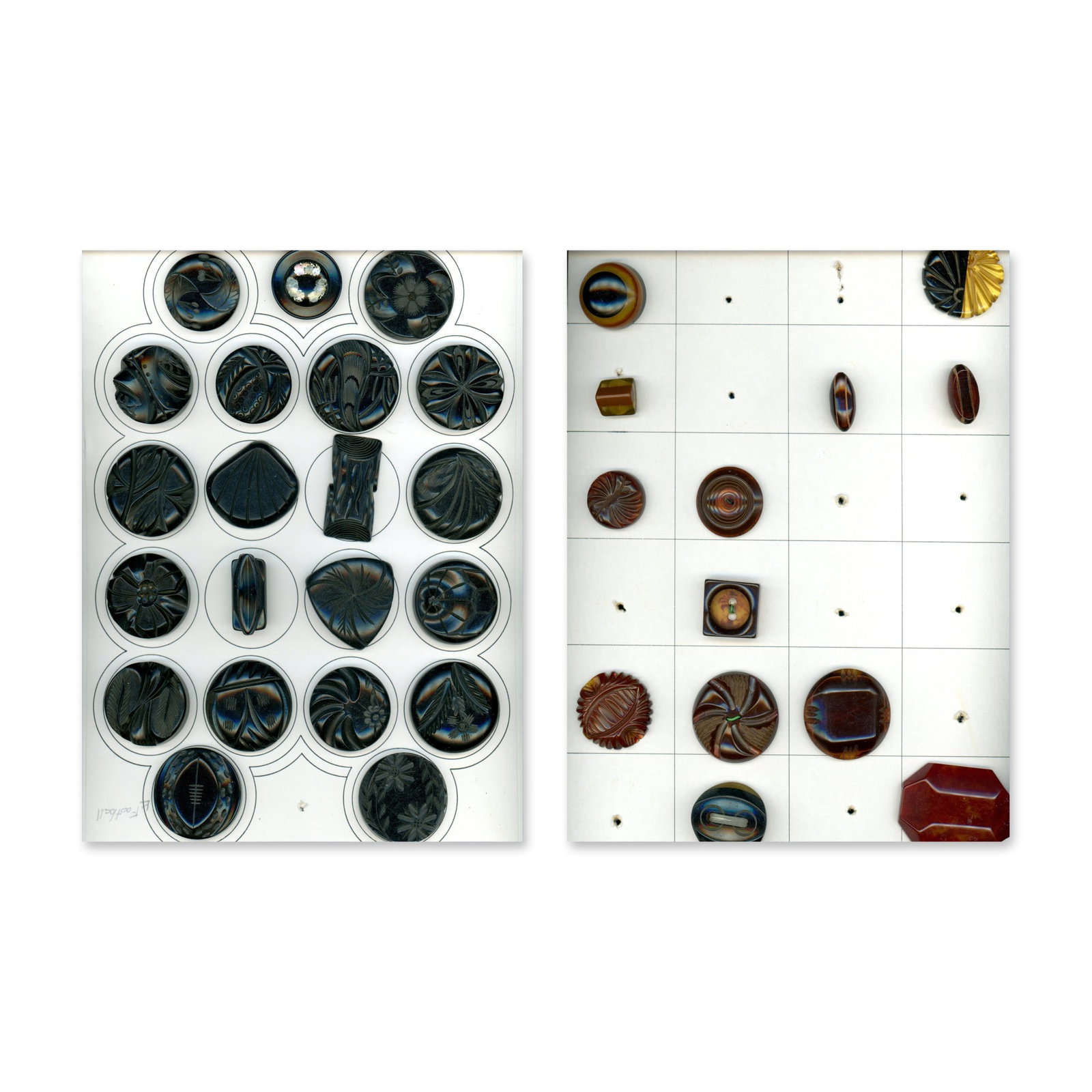 2 CARDS OF DIVISION THREE BAKELITE BUTTONS (1 of 3)