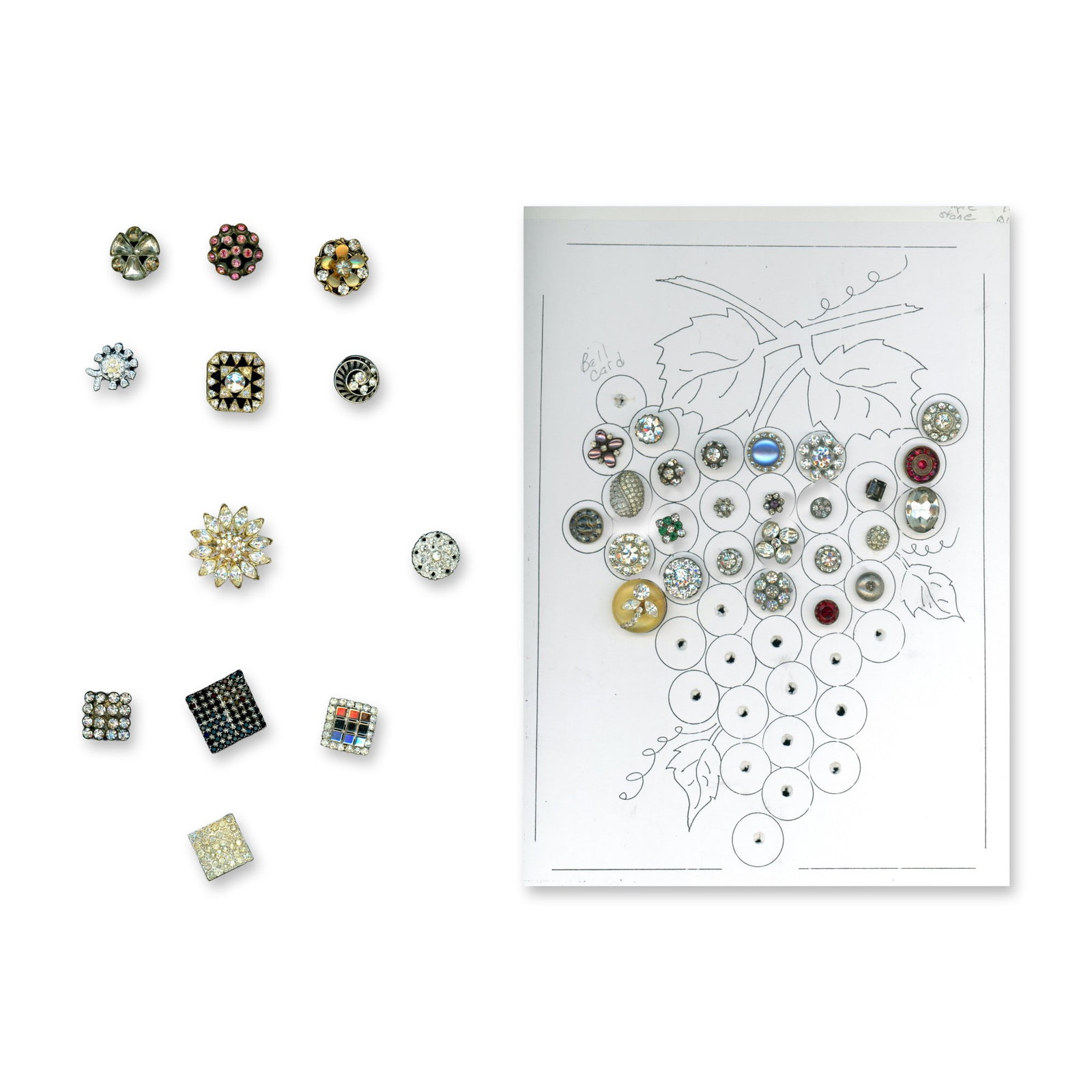 2 CARDS OF EARLY 20TH CENTURY "GLITZ" BUTTONS (1 of 3)