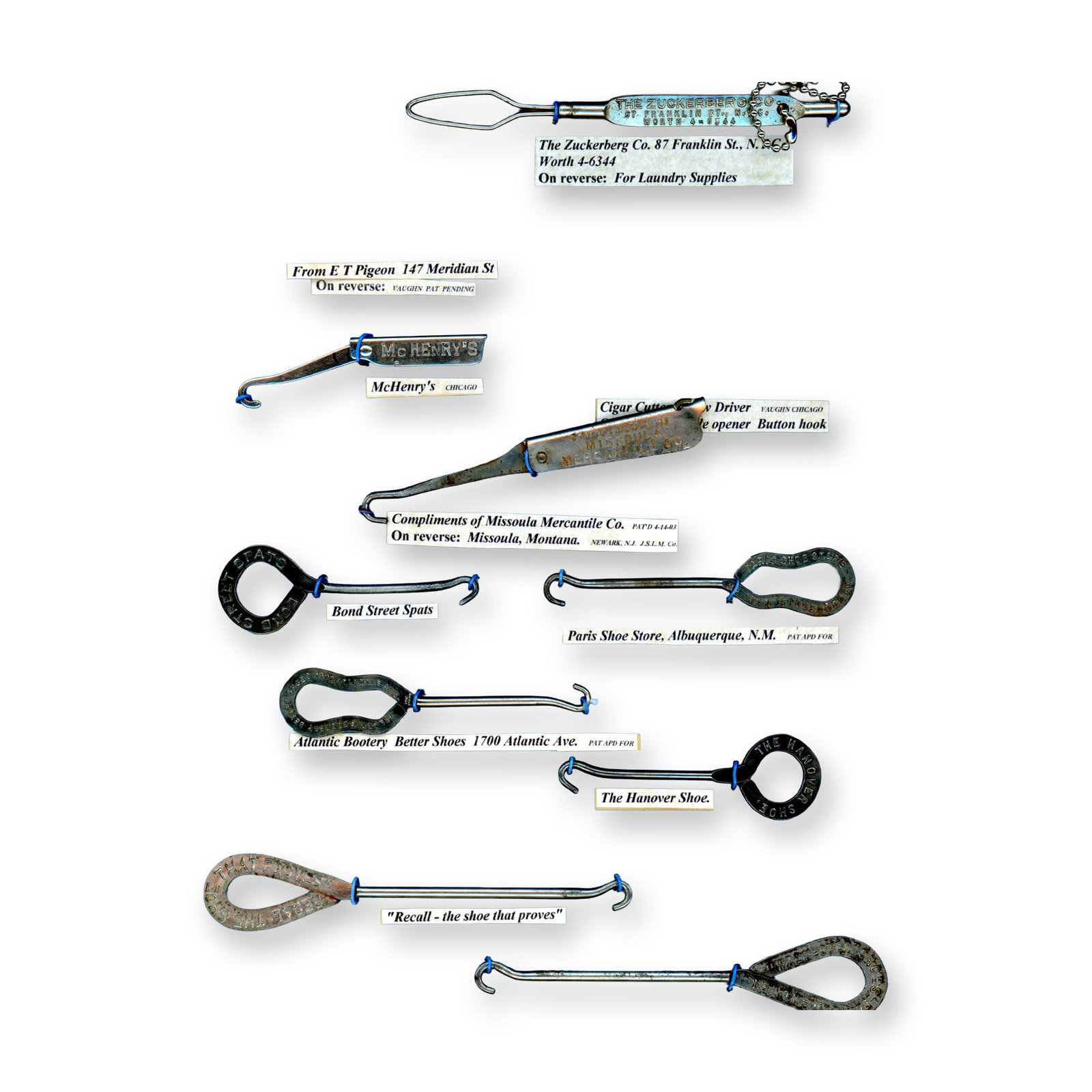 A CARD OF EARLY 20TH CENTURY SHOE HOOKS (1 of 4)