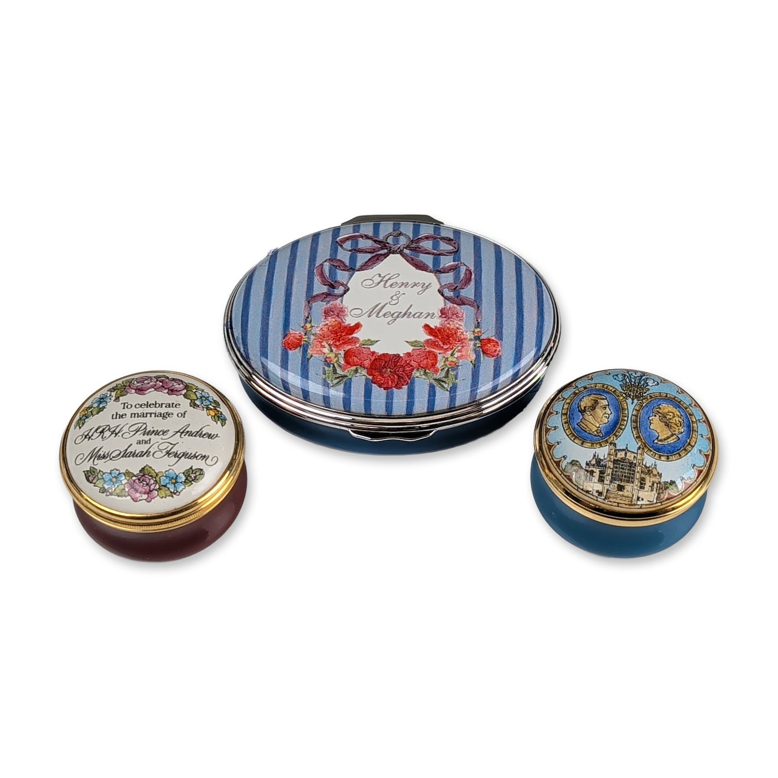 3pc Halcyon Days Enamel Royal Wedding Boxes (1 of 6)