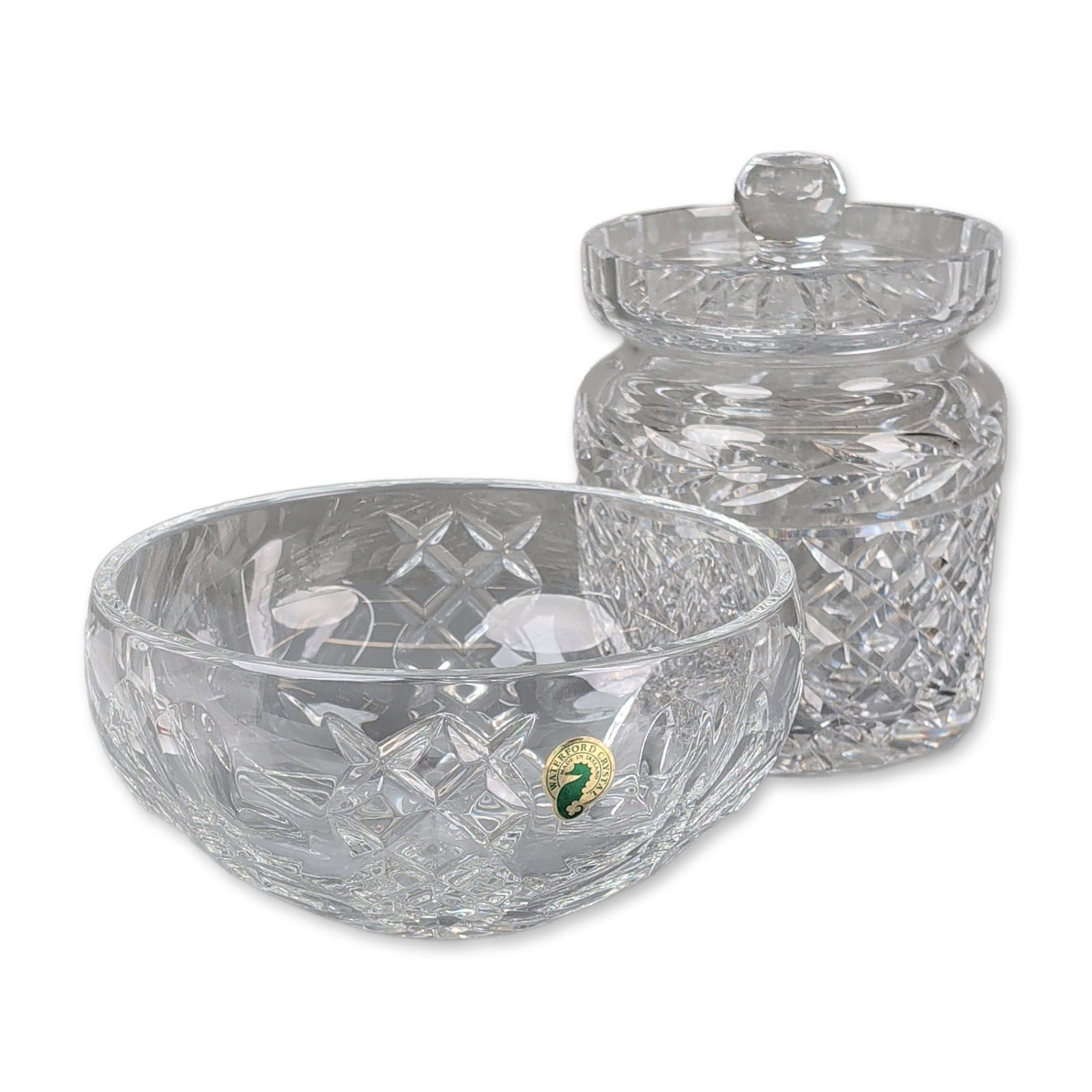 2pc Waterford Lismore Crystal Bowl and Lidded Jar (1 of 4)
