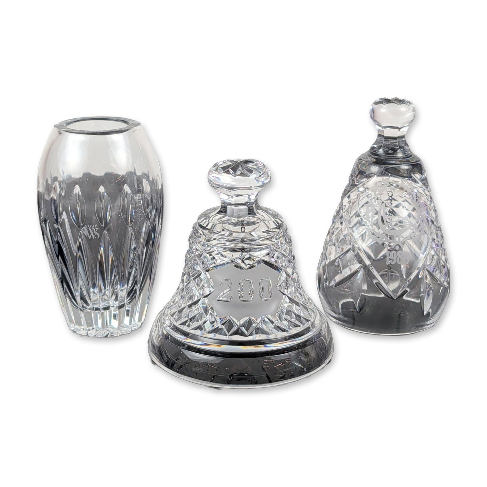 3pc Waterford Cut Crystal Commemorative Bells and Vase (1 of 5)
