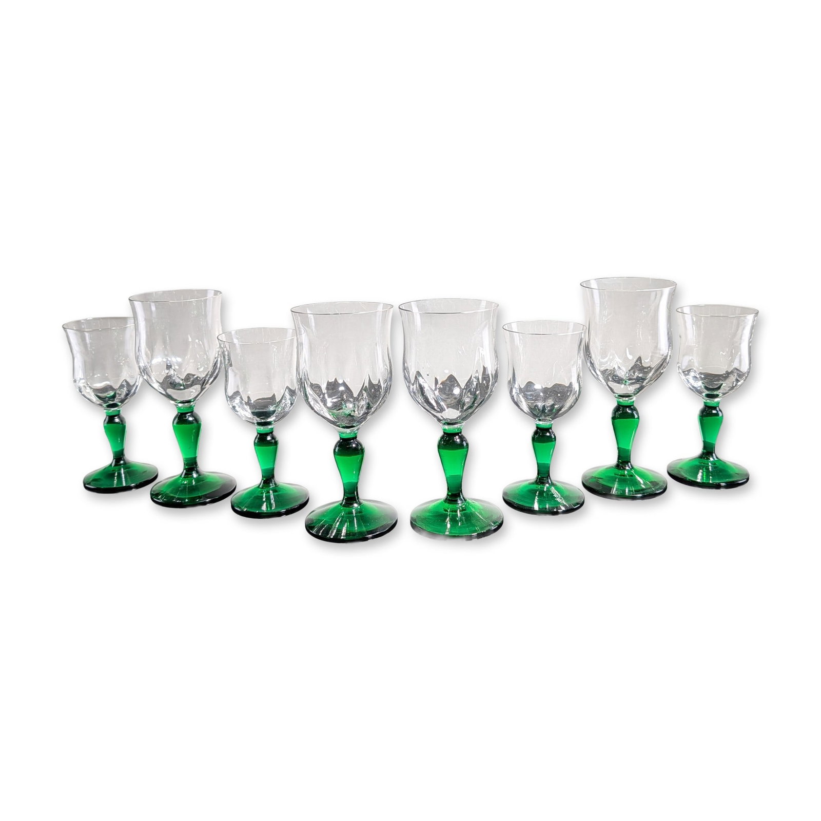 8pc Wine and Cordial Clear and Emerald Green Glasses (1 of 4)