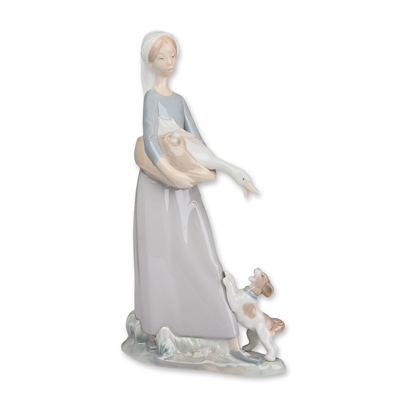 Lladro Spanish Glazed Porcelain Figurine, Girl with Goose and Dog 01004866 (1 of 5)