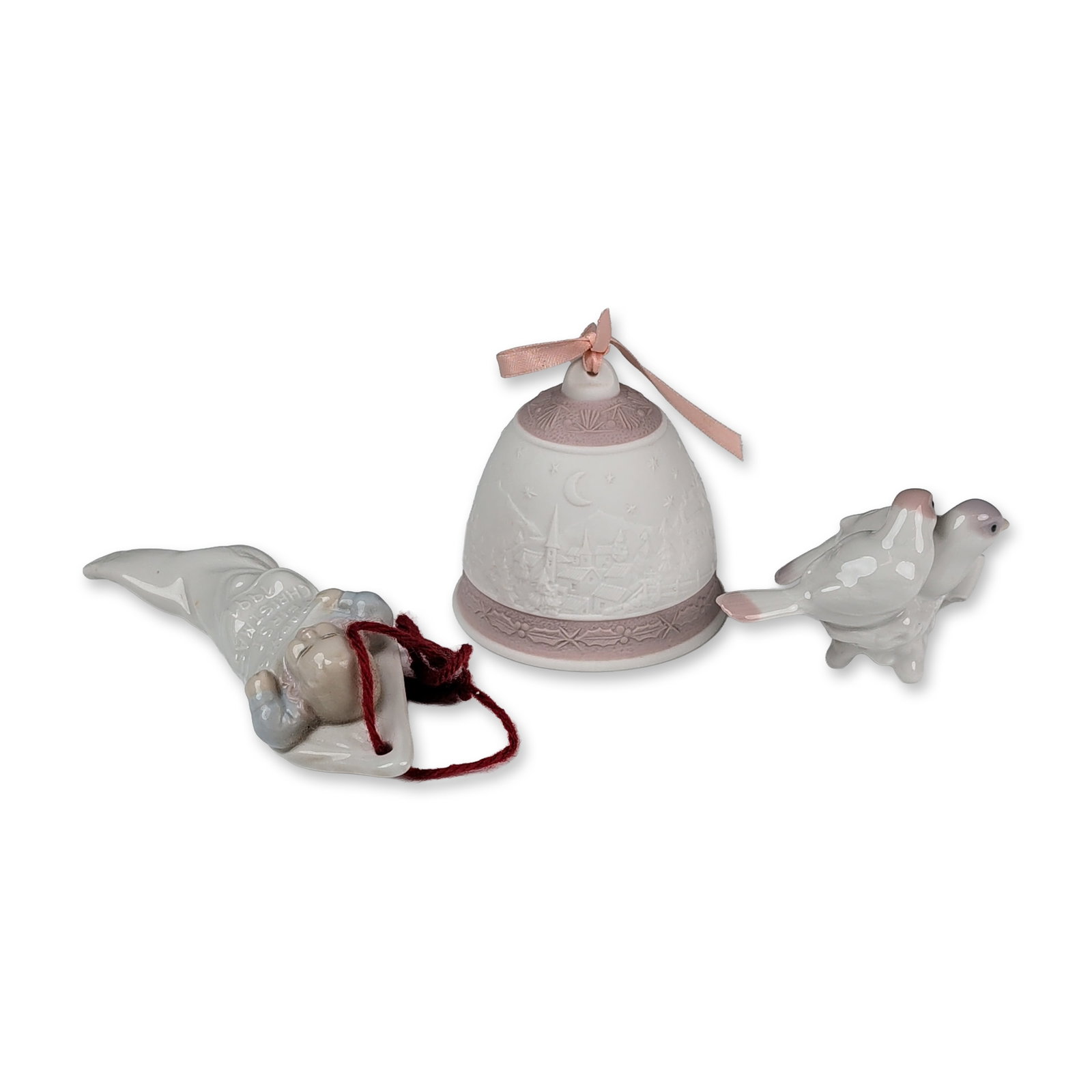 3pc Lladro Porcelain Glazed and Bisque Ornaments (1 of 2)