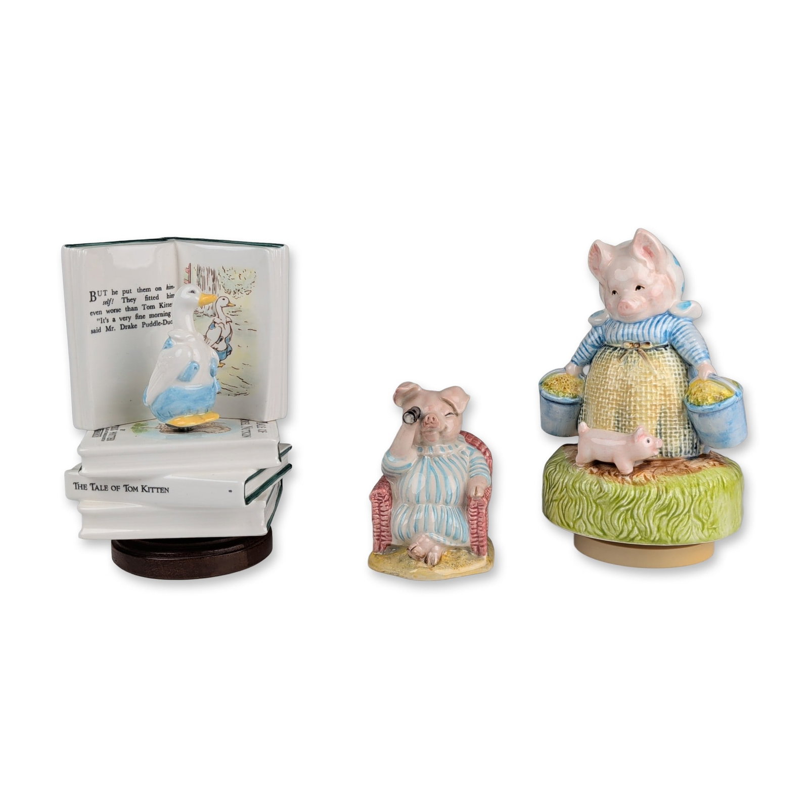 3pc Beatrix Potter Glazed Ceramic Character Figurine and Musical Boxes (1 of 3)