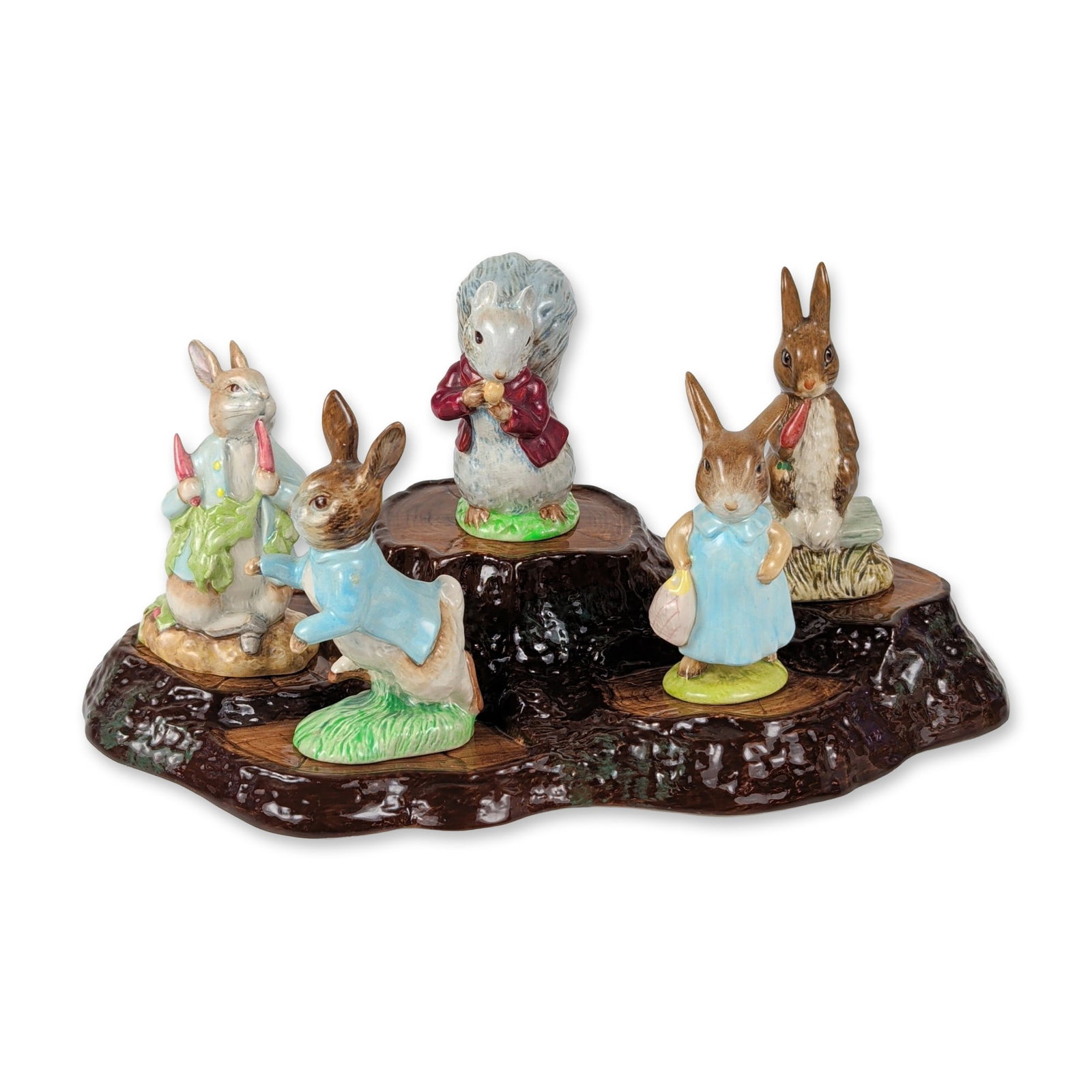 5pc Beswick and Royal Doulton Beatrix Potter Figurines and Stand (1 of 4)