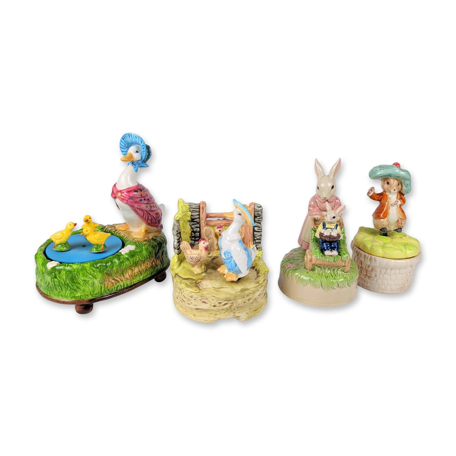 4pc Schmid and Otagiri Beatrix Potter Ceramic Musical Boxes (1 of 6)