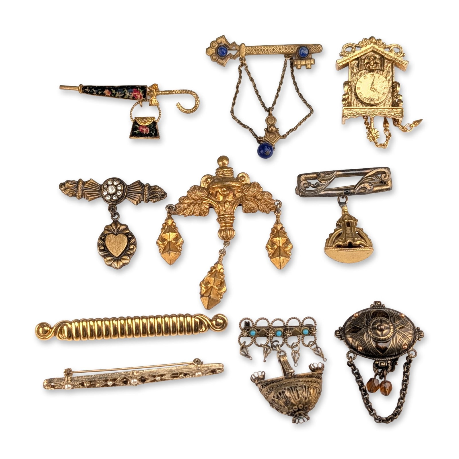 10pc Collection of Vintage Costume Jewelry Brooches (1 of 3)
