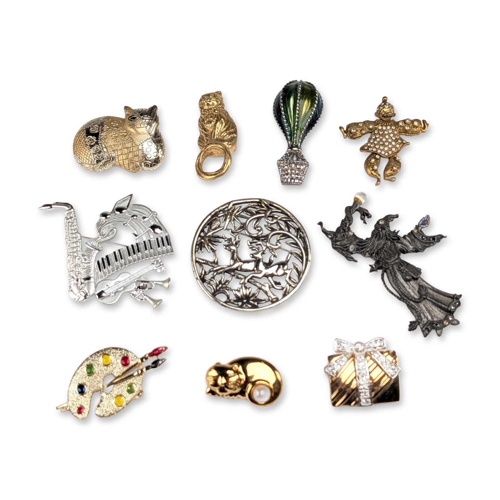 10pc Group of Vintage Costume Jewelry Brooches (1 of 4)