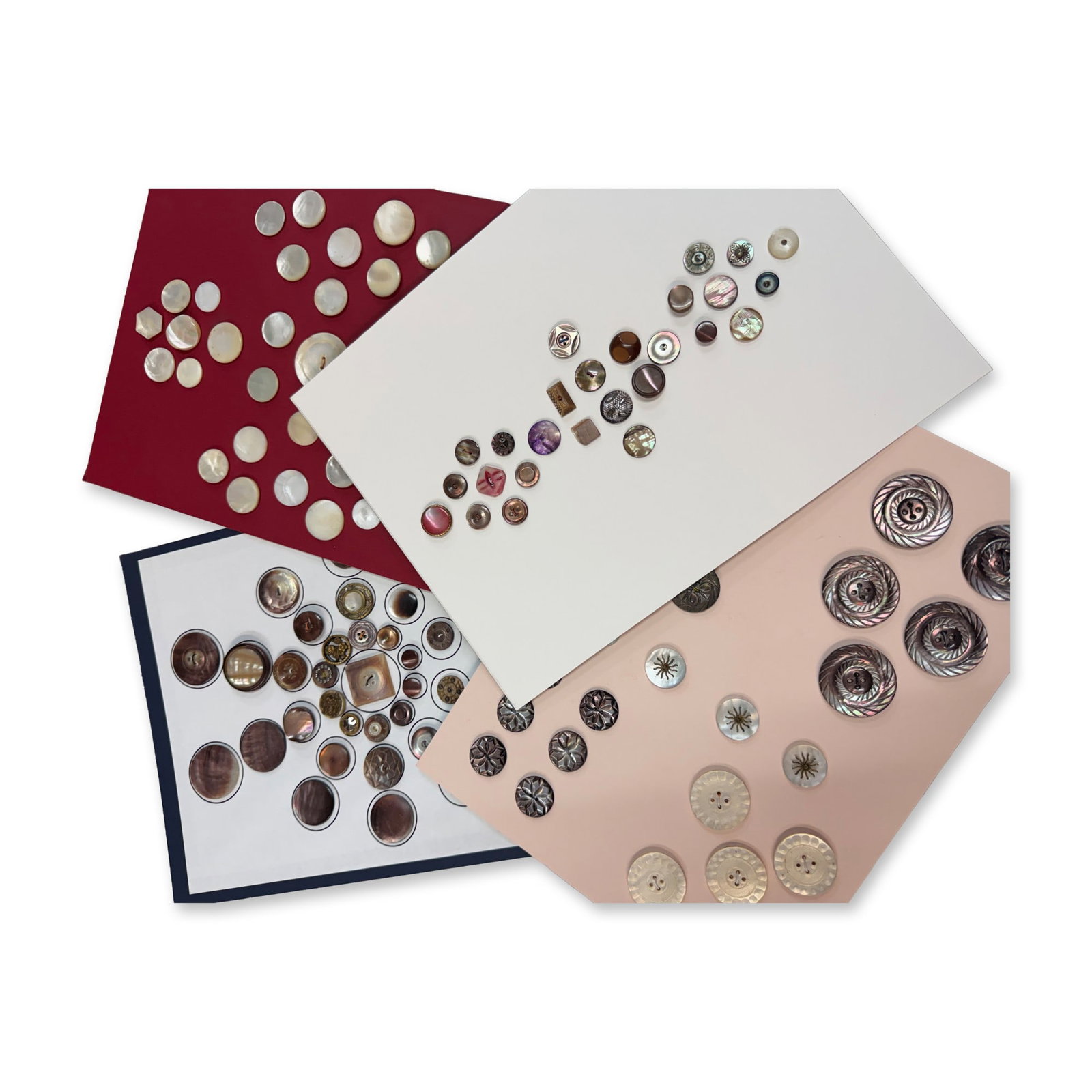 A BOX LOT OF ASSORTED CARDS & ASSORTED PEARL BUTTONS (1 of 1)