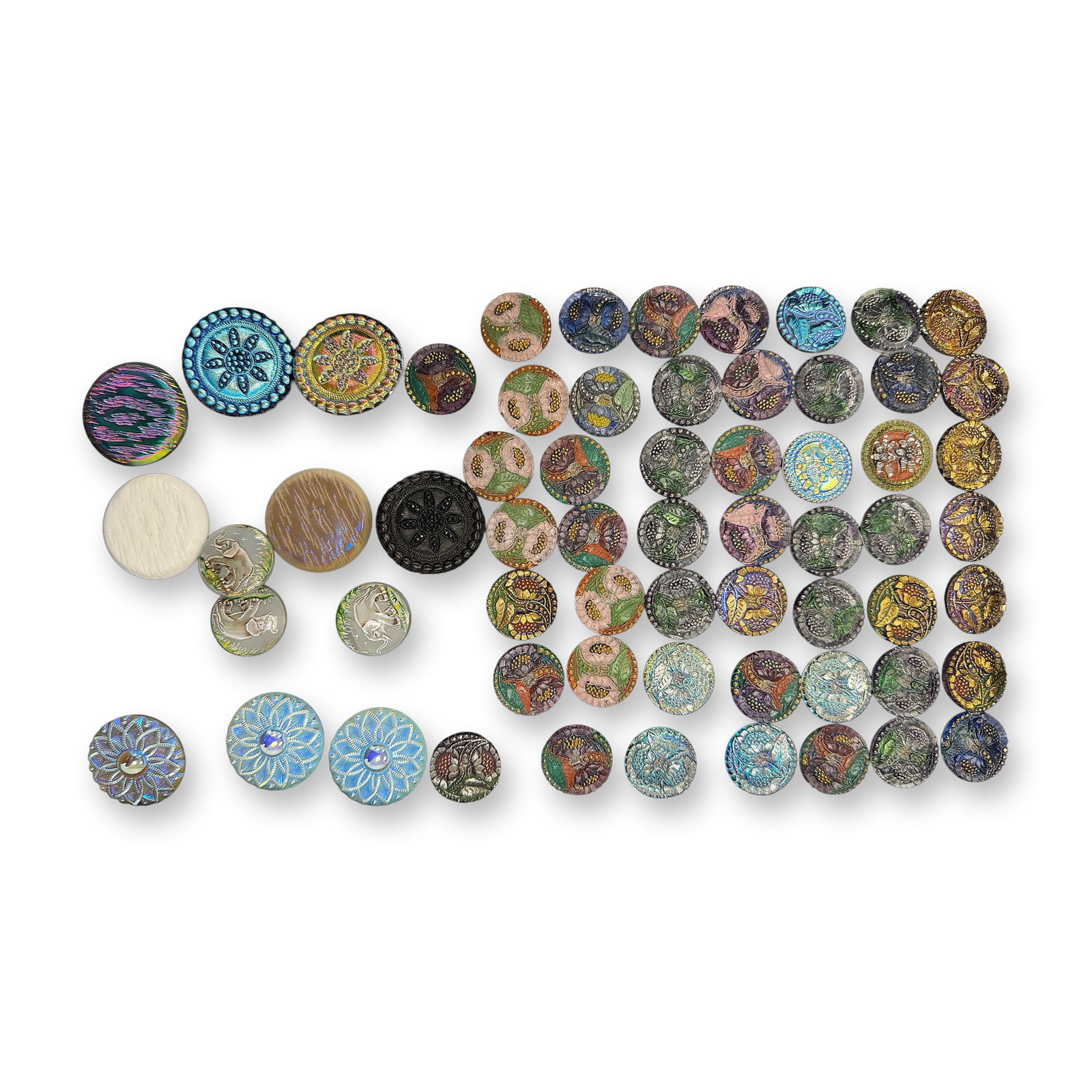 AN ASSORTMENT OF DIVISION THREE GLASS BUTTONS (1 of 9)