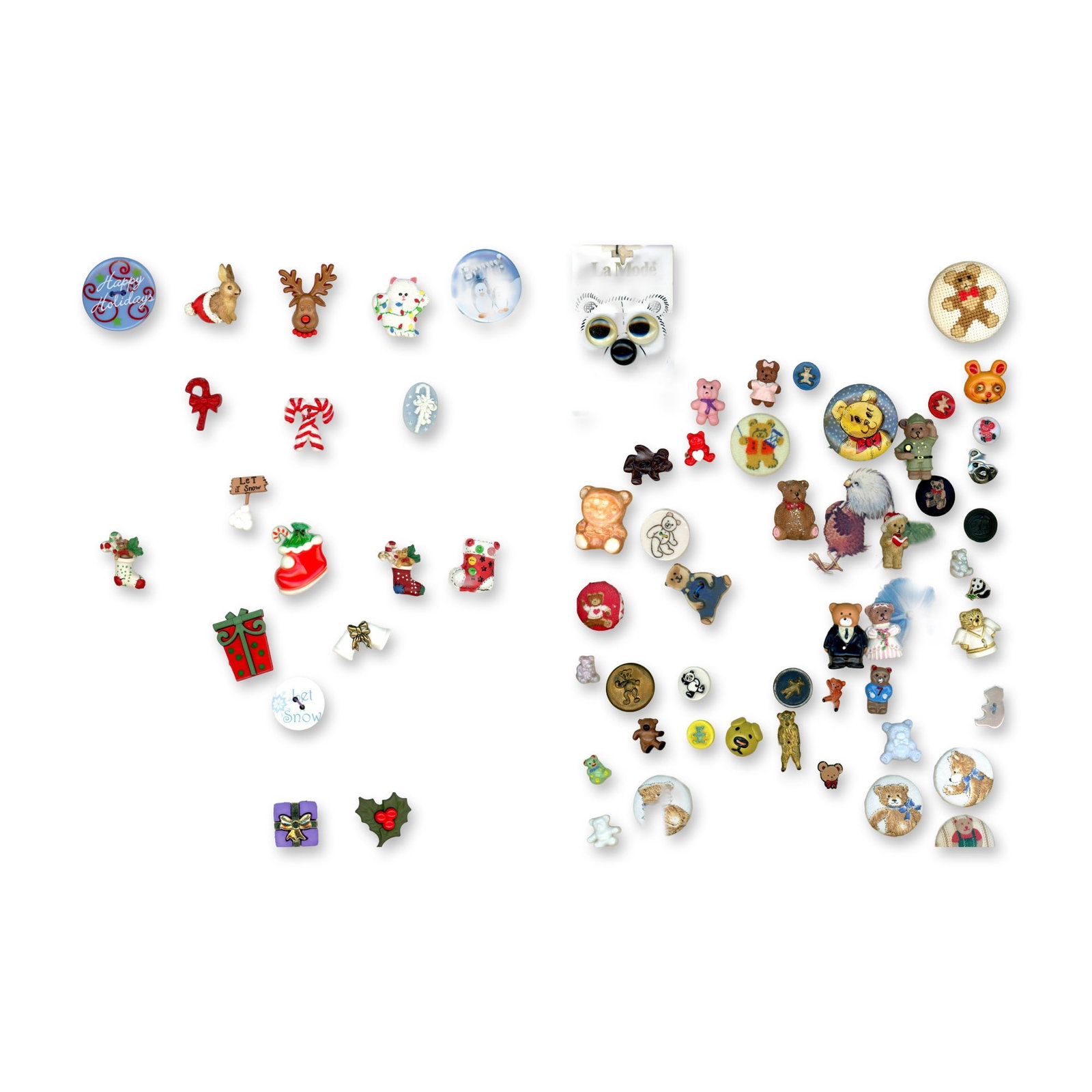 2 CARDS OF ASSORTED MATERIAL BUTTONS (1 of 3)