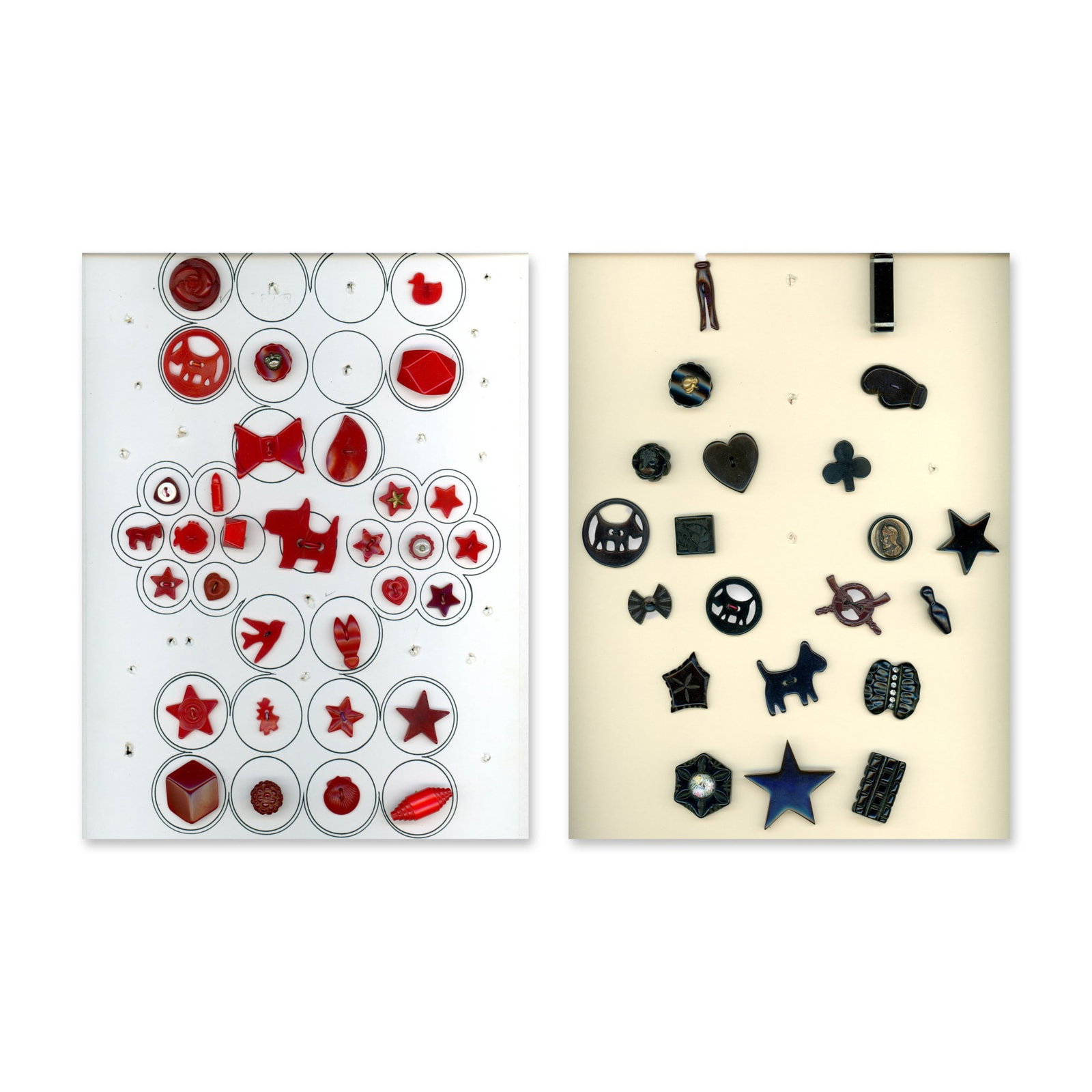 2 CARDS OF DIVISION THREE BAKELITE BUTTONS (1 of 3)
