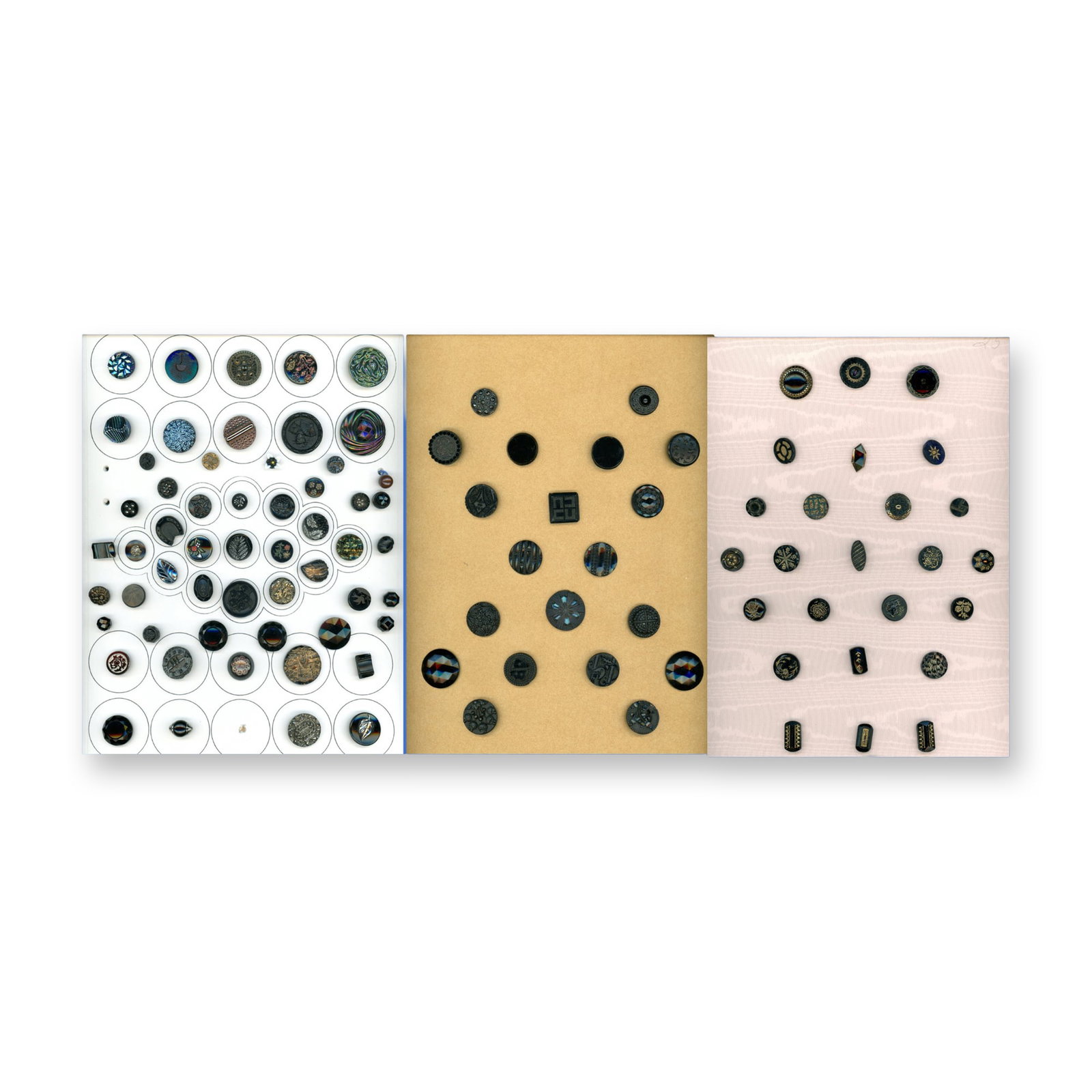 3 CARDS OF ASSORTED BLACK GLASS BUTTONS (1 of 4)