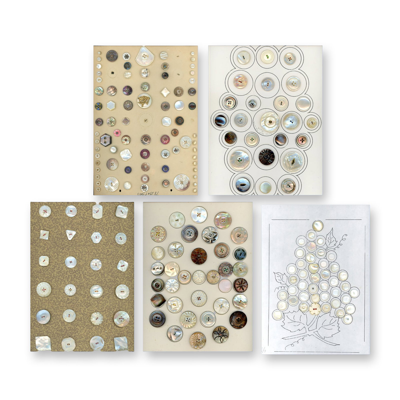 5 CARDS ASSORTED ANTIQUE PEARL BUTTONS (1 of 6)