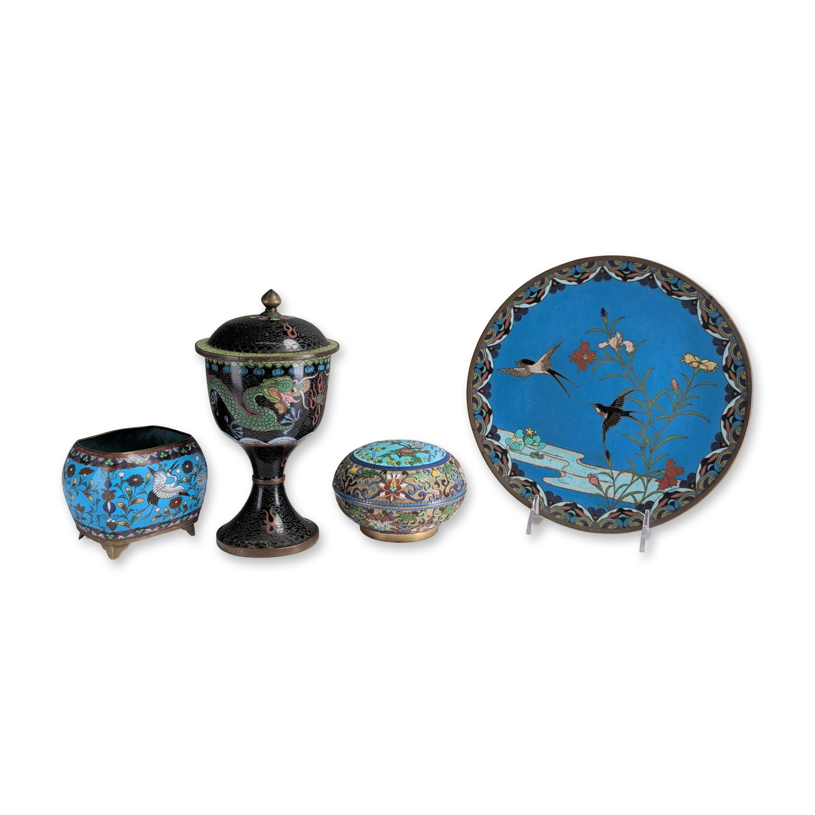 4pc Chinese Cloisonne Enamel Decorative Wares (1 of 3)
