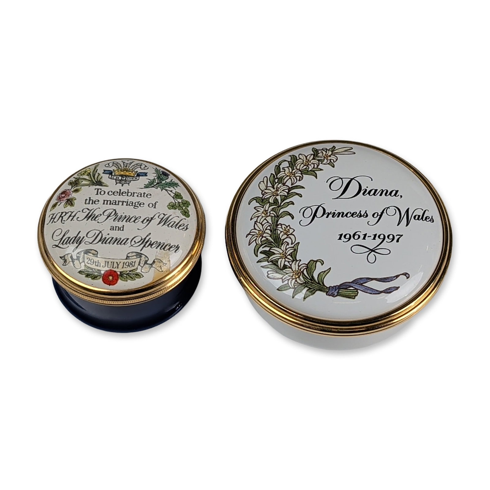 2pc Halcyon Days Diana Princess of Wales Enamel Boxes (1 of 4)