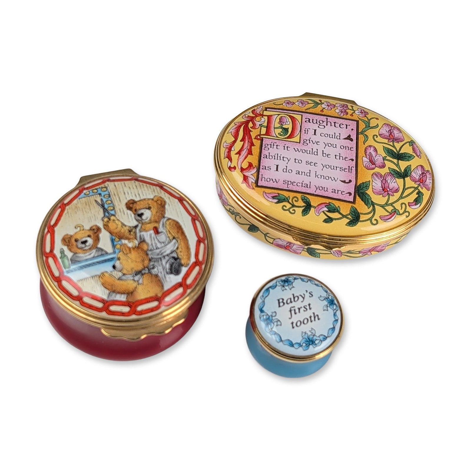 3pc Halcyon Days English Enamel Trinket Boxes (1 of 5)