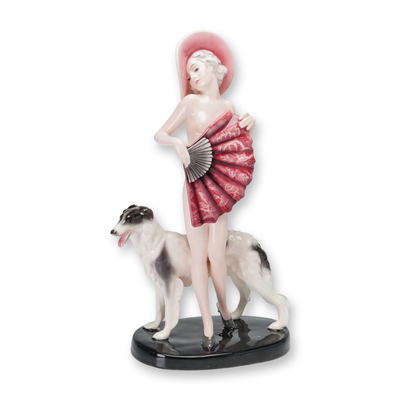 Goldscheider by Josef Lorenzl Porcelain Sculpture, Lady with Borzoi 7722 (1 of 5)