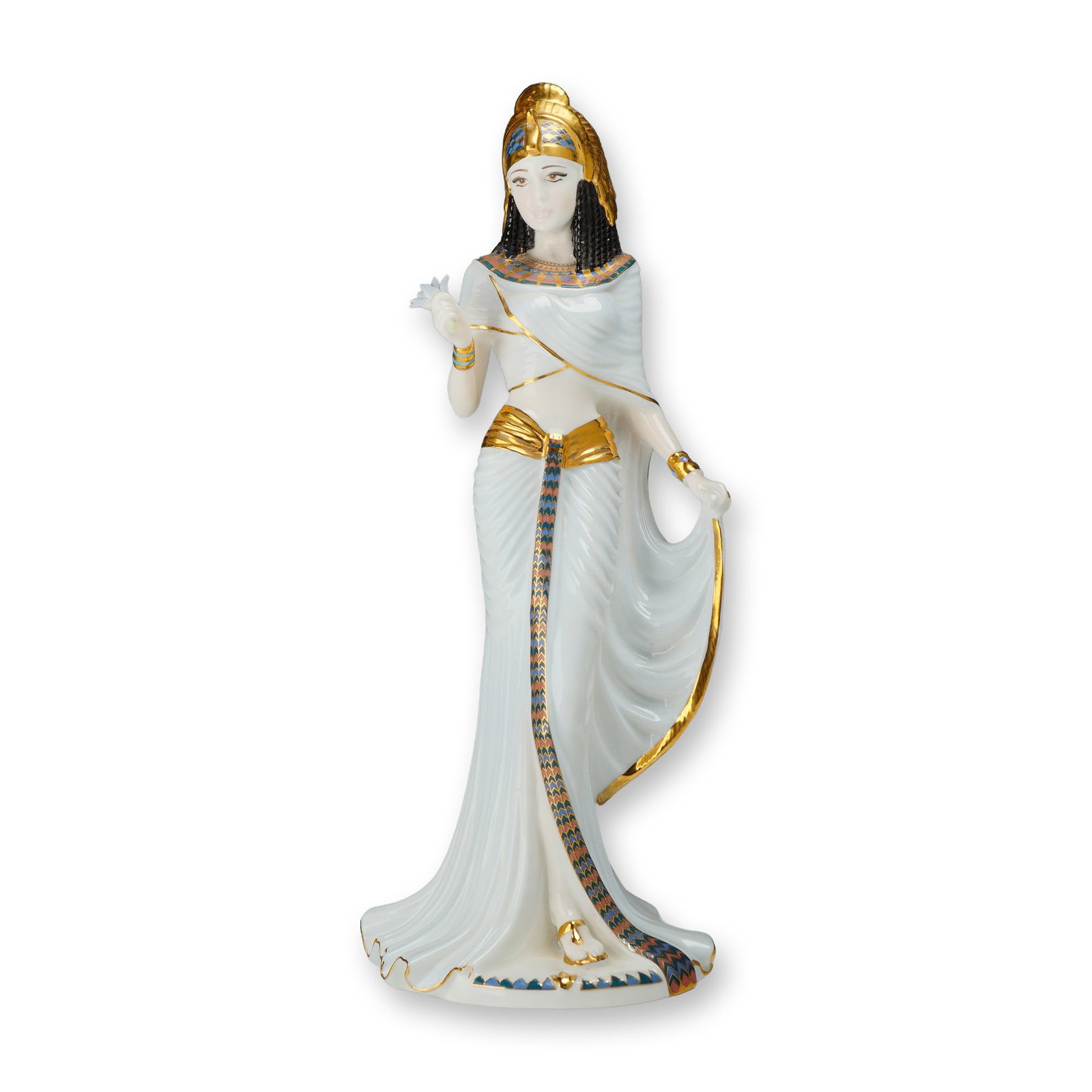 Coalport Bone China Fabled Beauties Figurine, Cleopatra: Limited edition 855 of 9,500, designed by David Cornell and part of the Fabled Beauties collection. This figure depicts Cleopatra VII , the last ruler of Egypt's Ptolemaic dynasty (51-30?BCE). Celebra