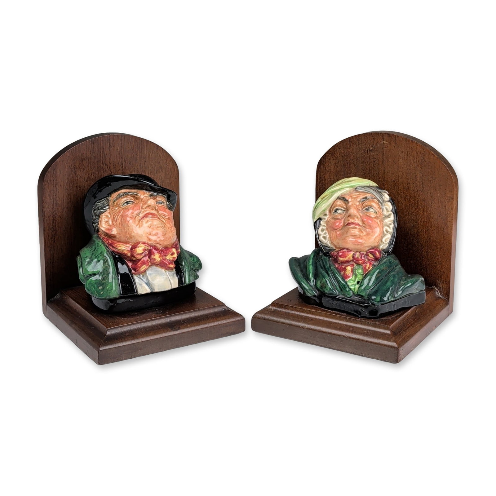 Pair of Royal Doulton Dickensware Bookends, Toney Weller and Sairey Gamp (1 of 4)