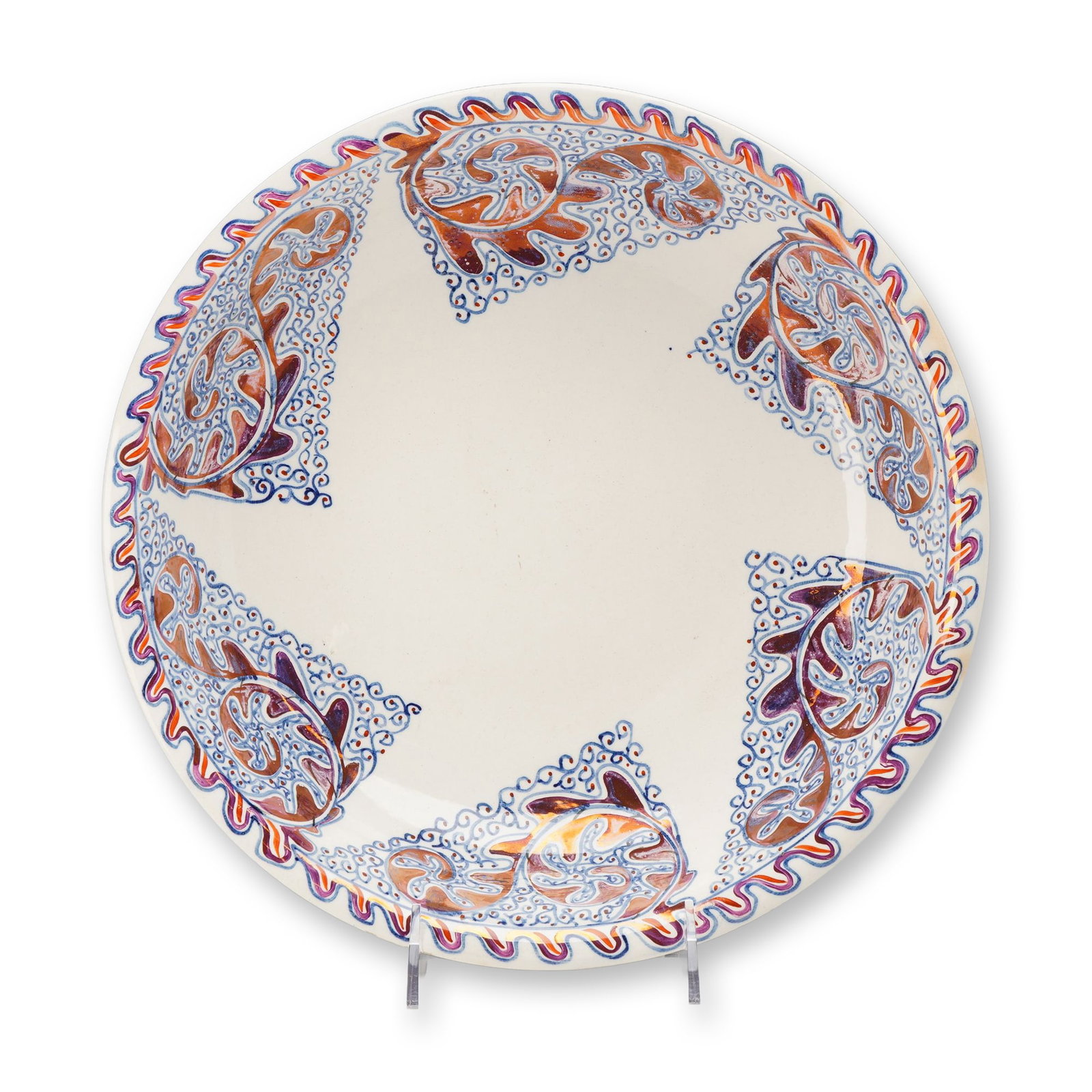 Wedgwood Creamware Serving Bowl with Hand-Painted Luster Decoration (1 of 3)