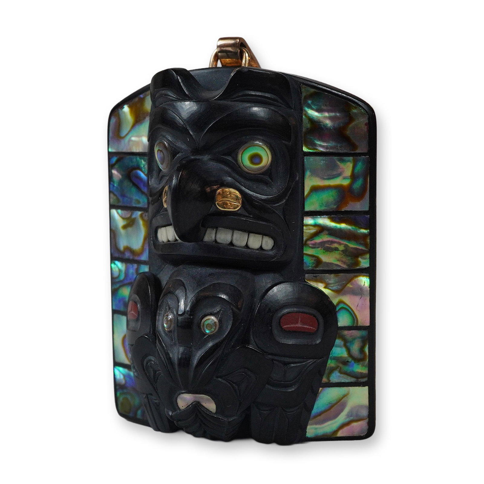 Haida Gwaii Argillite and Abalone Frontlet Pendant (1 of 4)