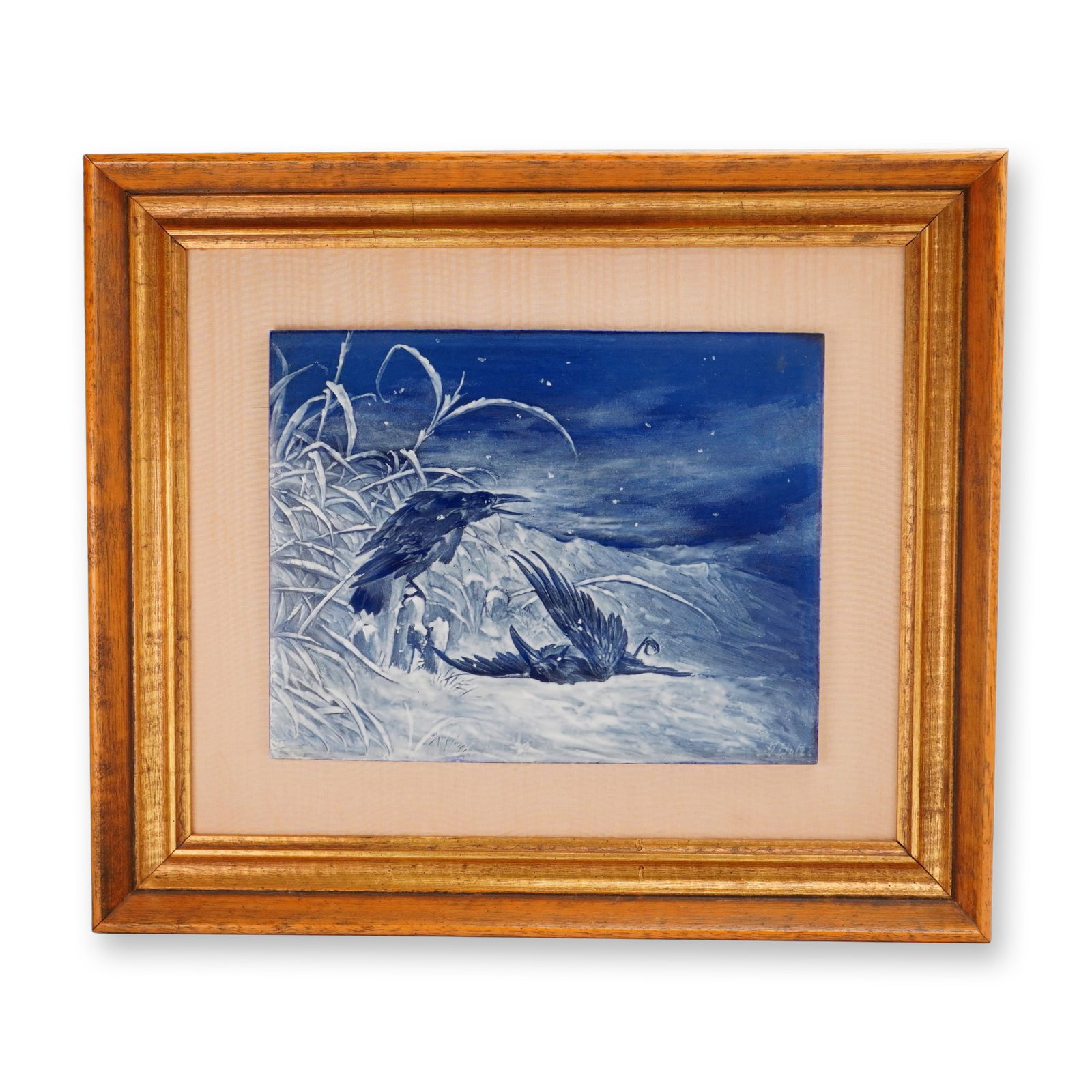 H. Bolt, Crows in the Snow, Wedgwood Porcelain Plaque (Signed) (1 of 3)