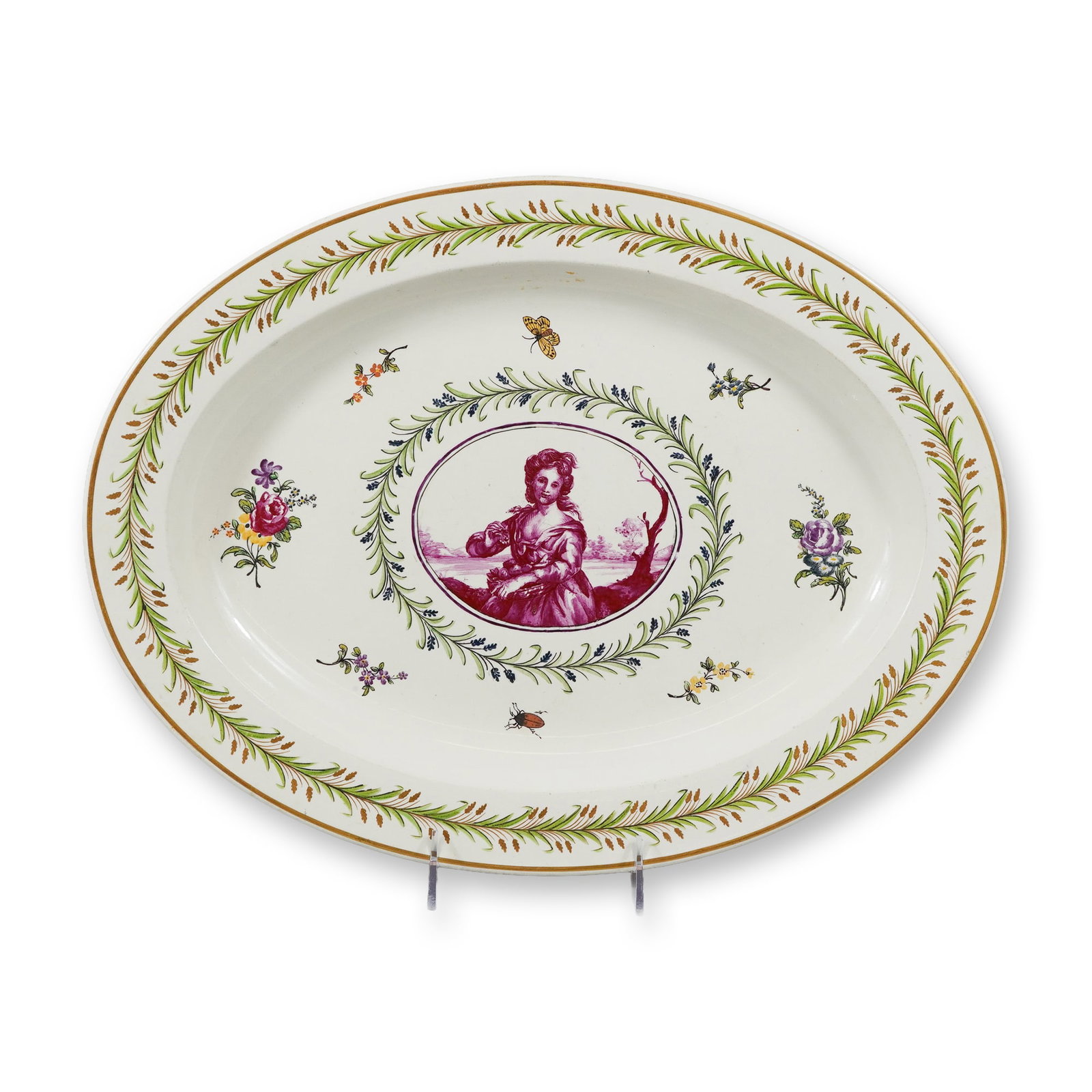 Wedgwood Creamware Oval Serving Platter with Transfer Printed Portrait (1 of 3)