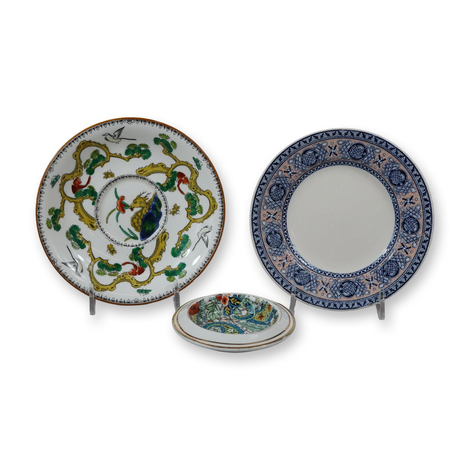 3pc Wedgwood Porcelain Dishes featuring Paisley, Lindisfarne, and Monkeys Patterns (1 of 3)
