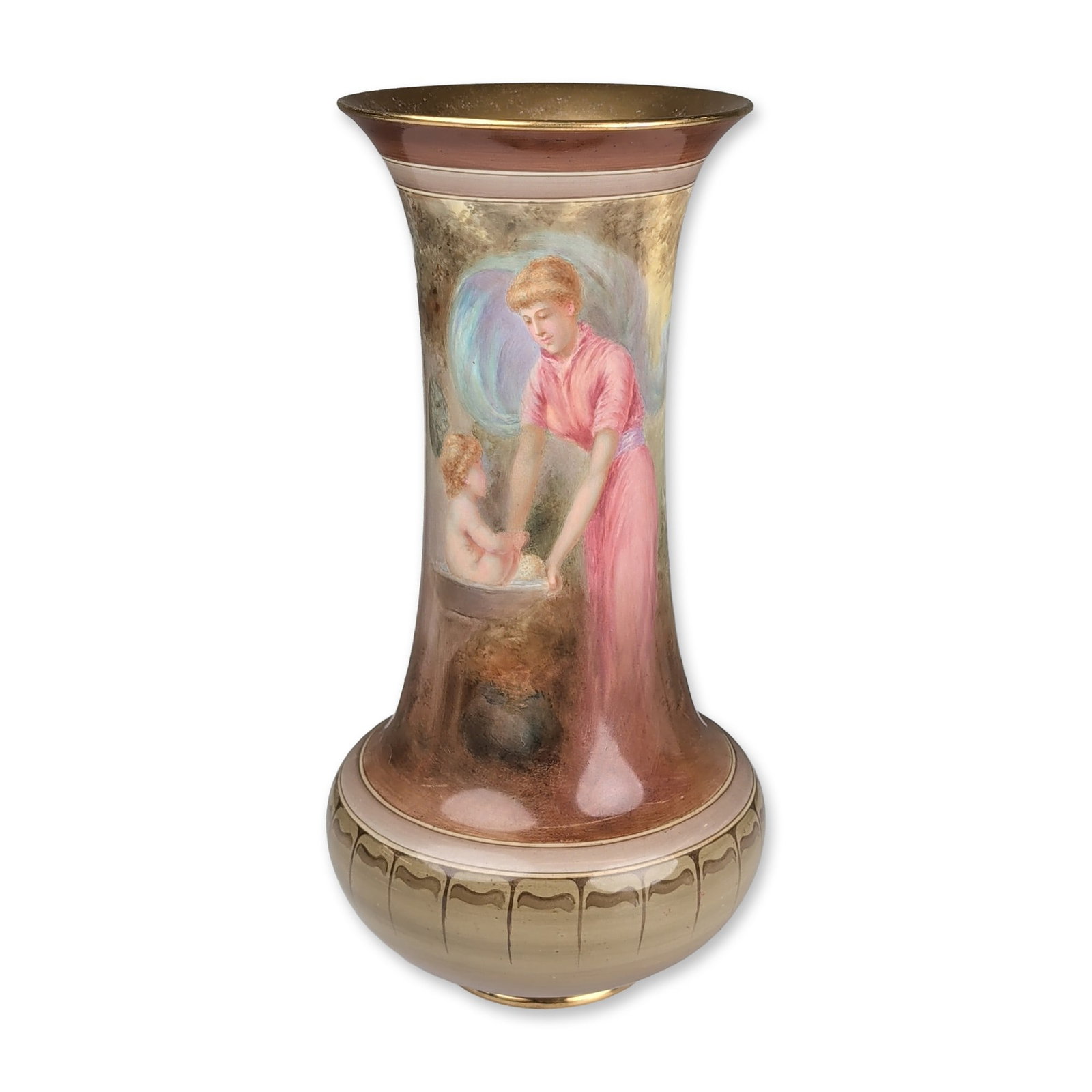 Doulton Burslem by John P. Hewitt Luscian Ware Vase, The Bath (1 of 4)