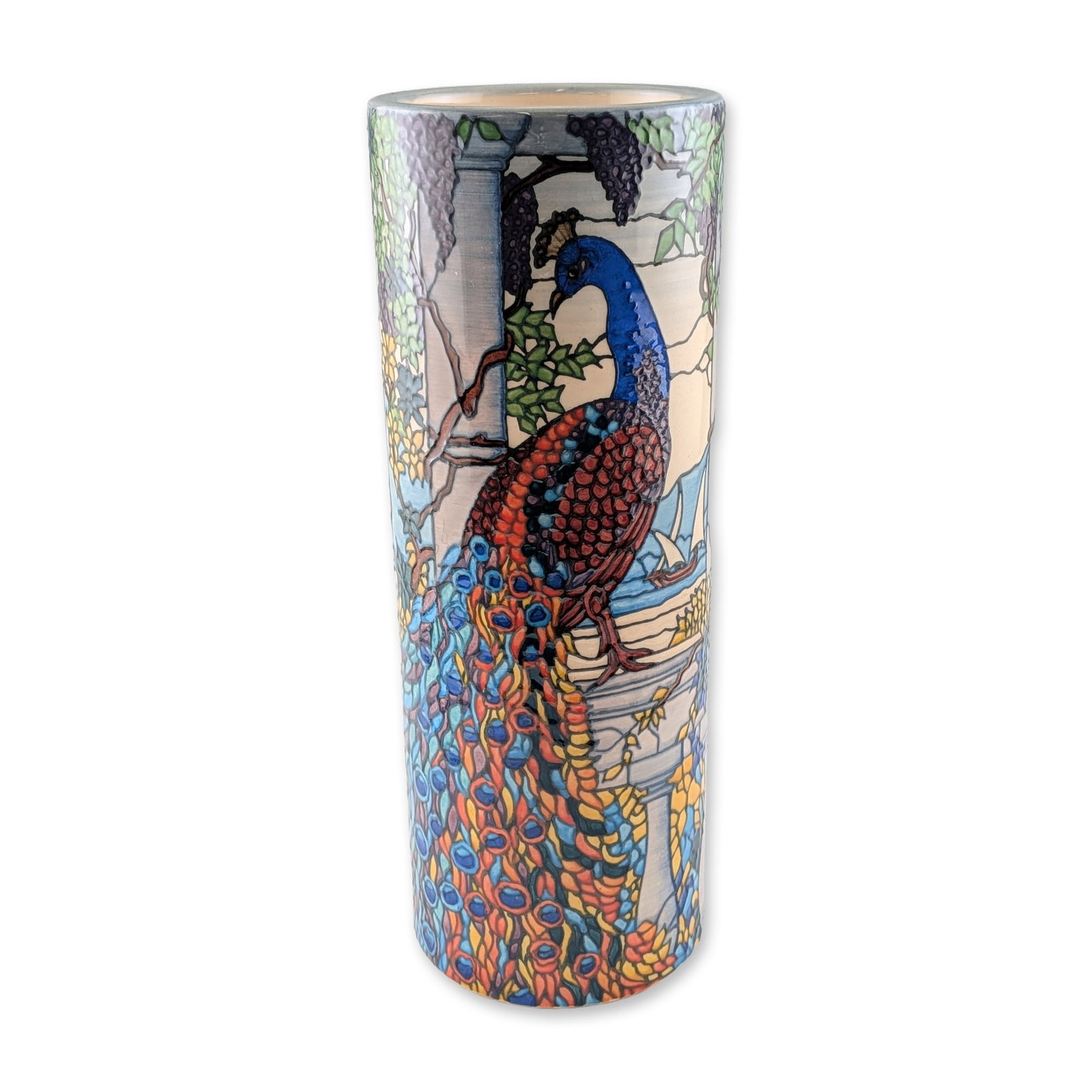 Dennis Chinaworks by Sally Tuffin Rare Vase, Louis Comfort Tiffany's Peacock (1 of 4)