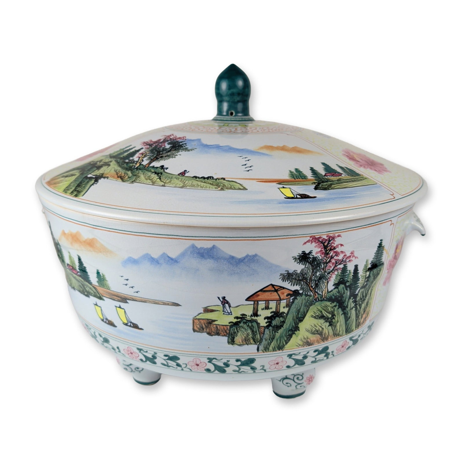Monumental 20th Century Chinese Porcelain Footed Covered Bowl (1 of 4)