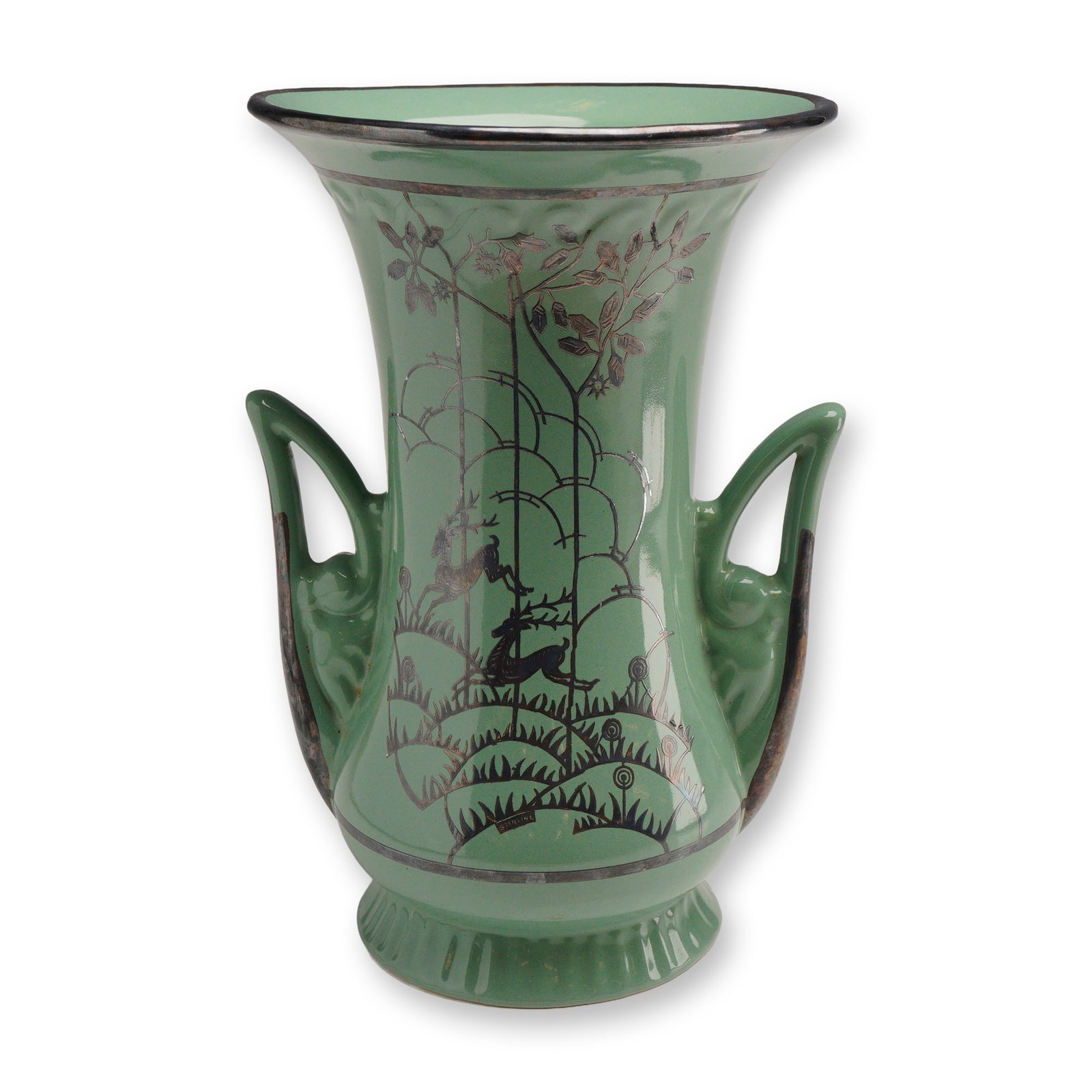 Abingdon Seafoam Vase with Sterling Silver Overlay (1 of 4)