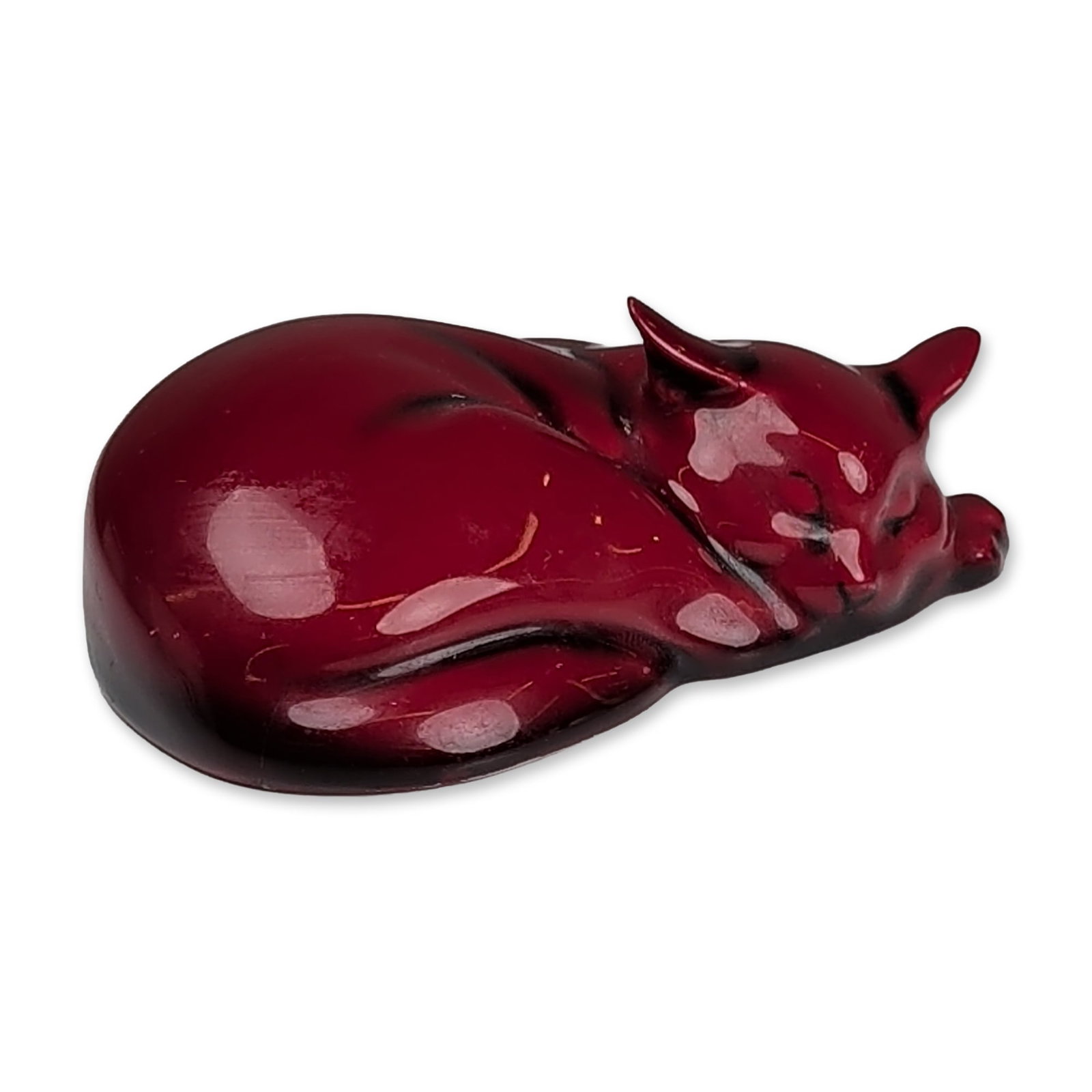Rare Royal Doulton Flambe Figurine, Cat Asleep - Head on Paw (1 of 5)