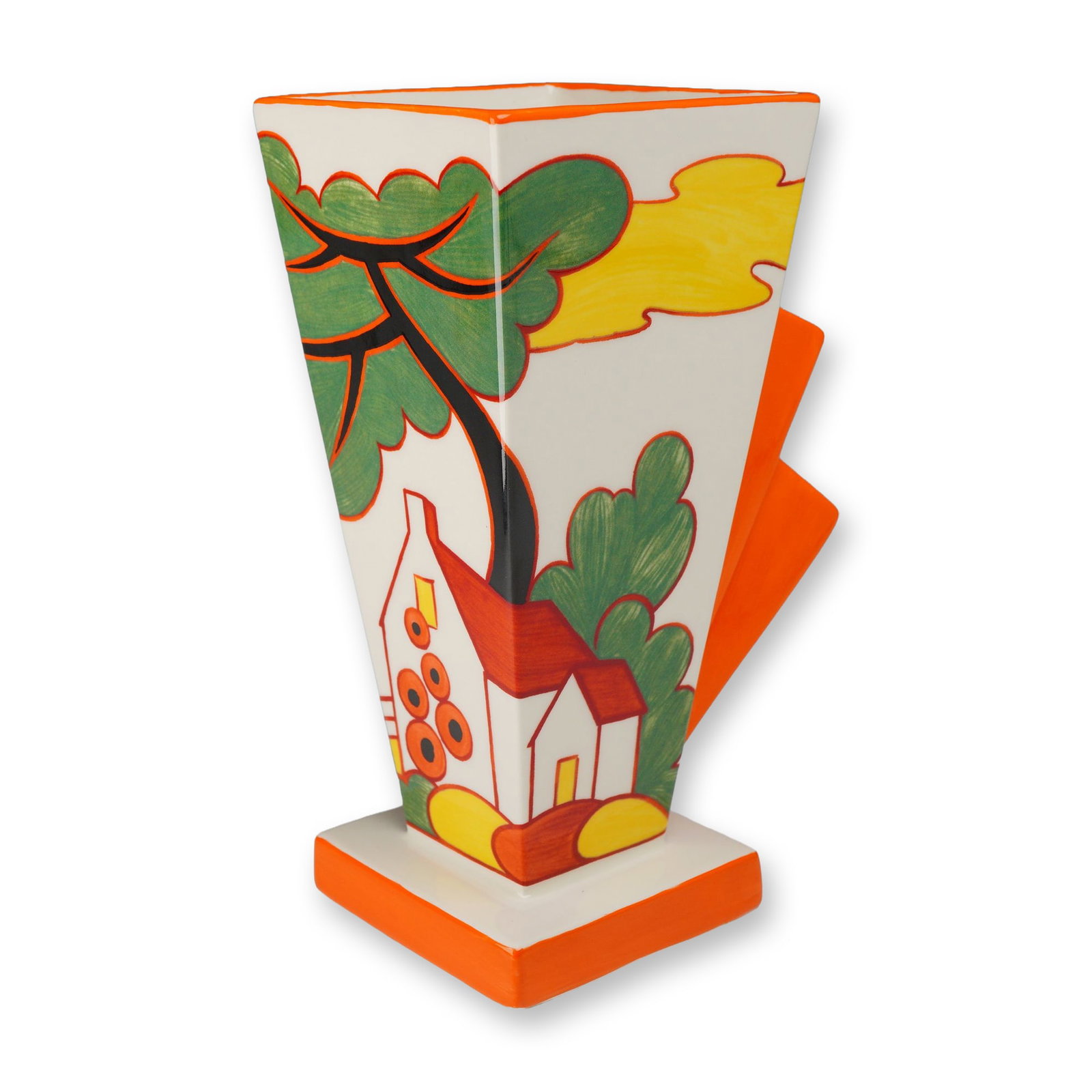 Wedgwood Bizarre by Clarice Cliff Collection, Red Roofs Pattern Conical Vase (1 of 3)