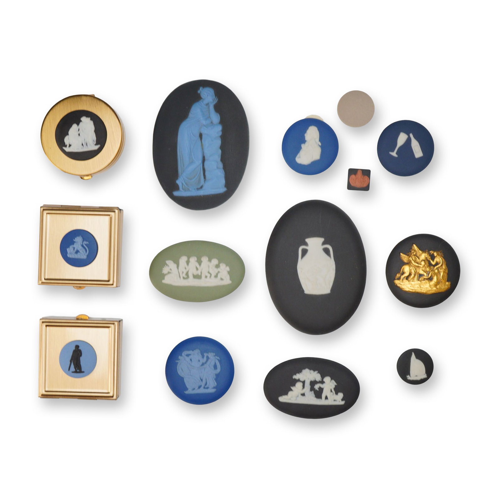14pc Wedgwood Metal Treasure Boxes and Jasperware Medallions (1 of 5)