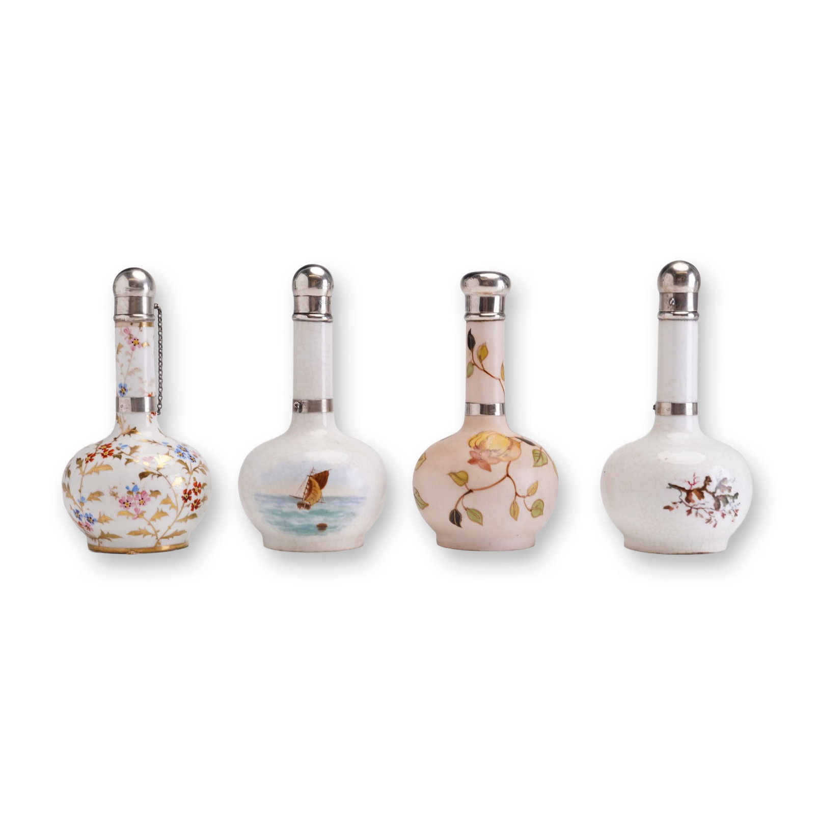 Four Wedgwood Ceramic and Sterling Silver Scent Bottles (1 of 4)