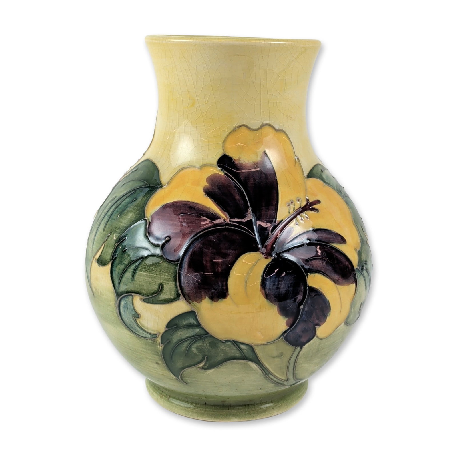 Walter Moorcroft Hibiscus Pattern Pottery Vase (1 of 4)