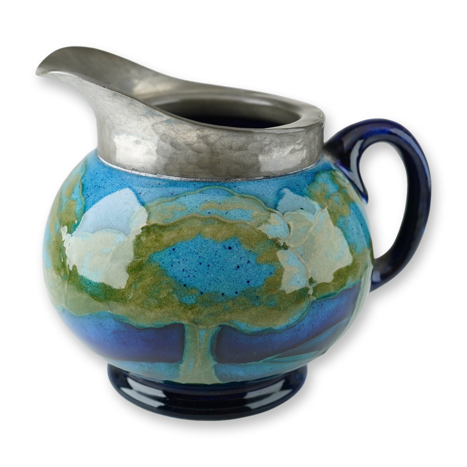 Moorcroft Pottery and Pewter Creamer, Moonlit Blue (1 of 3)