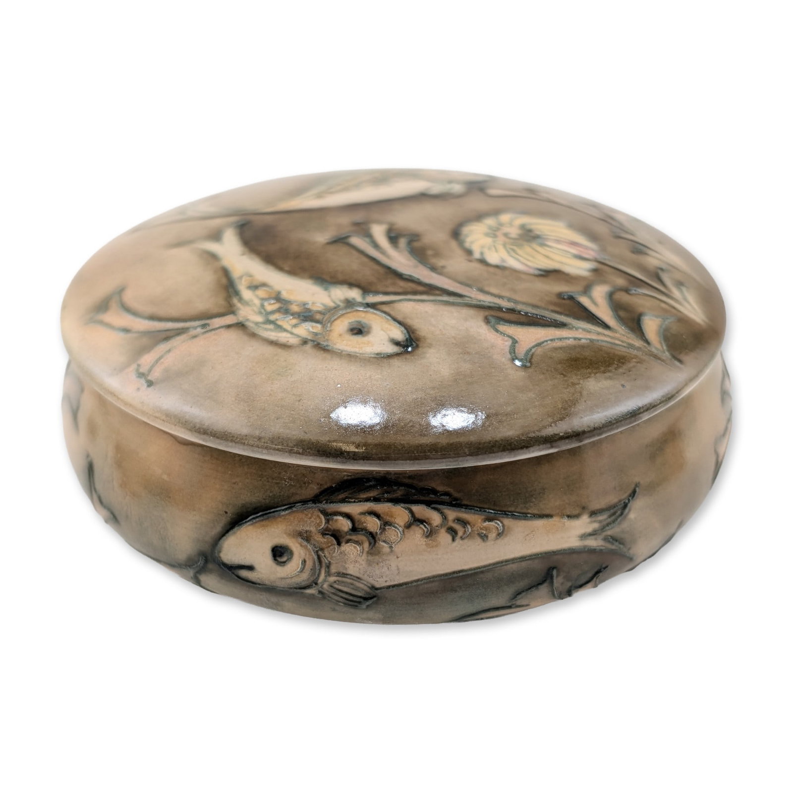 Moorcroft Pottery Vintage Fish Lidded Pot (1 of 3)