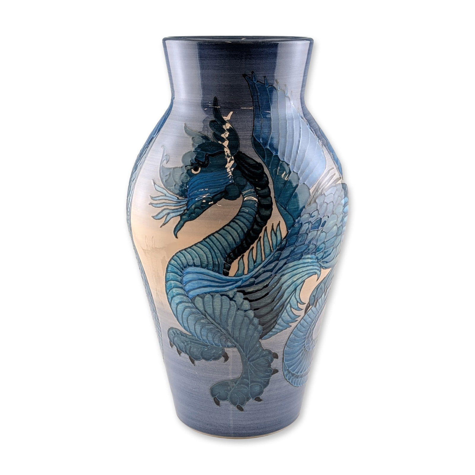 Dennis Chinaworks Rare Large William de Morgan Dragon Vase, Only 5 Made (1 of 3)