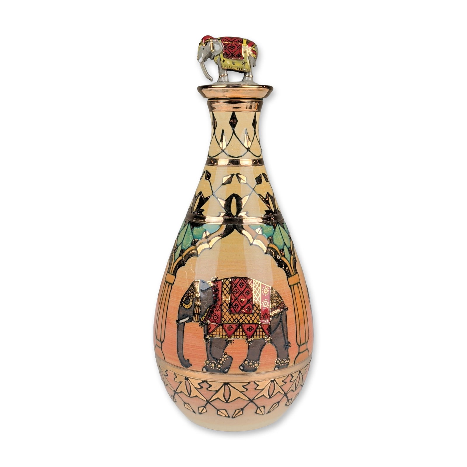 Dennis Chinaworks Pottery by Sally Tuffin Lidded Elephant Bottle (1 of 3)