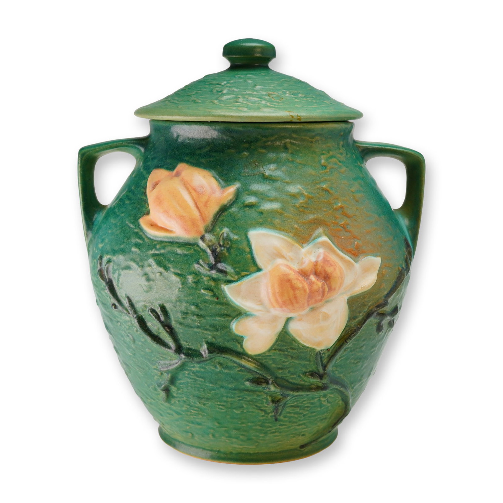 Roseville Pottery Magnolia Green Textured Lidded Cookie Jar 2-8 (1 of 4)
